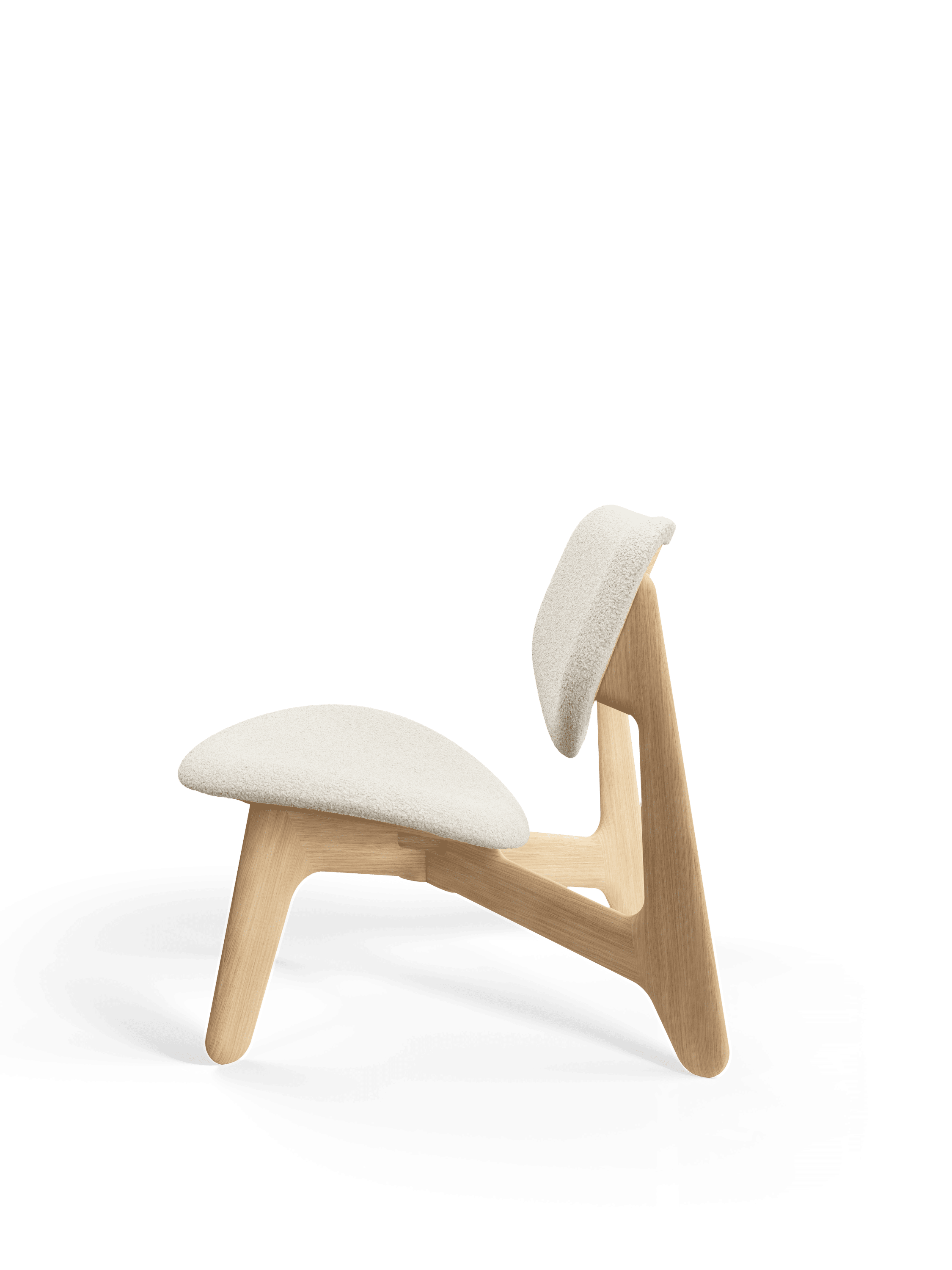SLAB Armchair in Beige Boucle with Oak Base