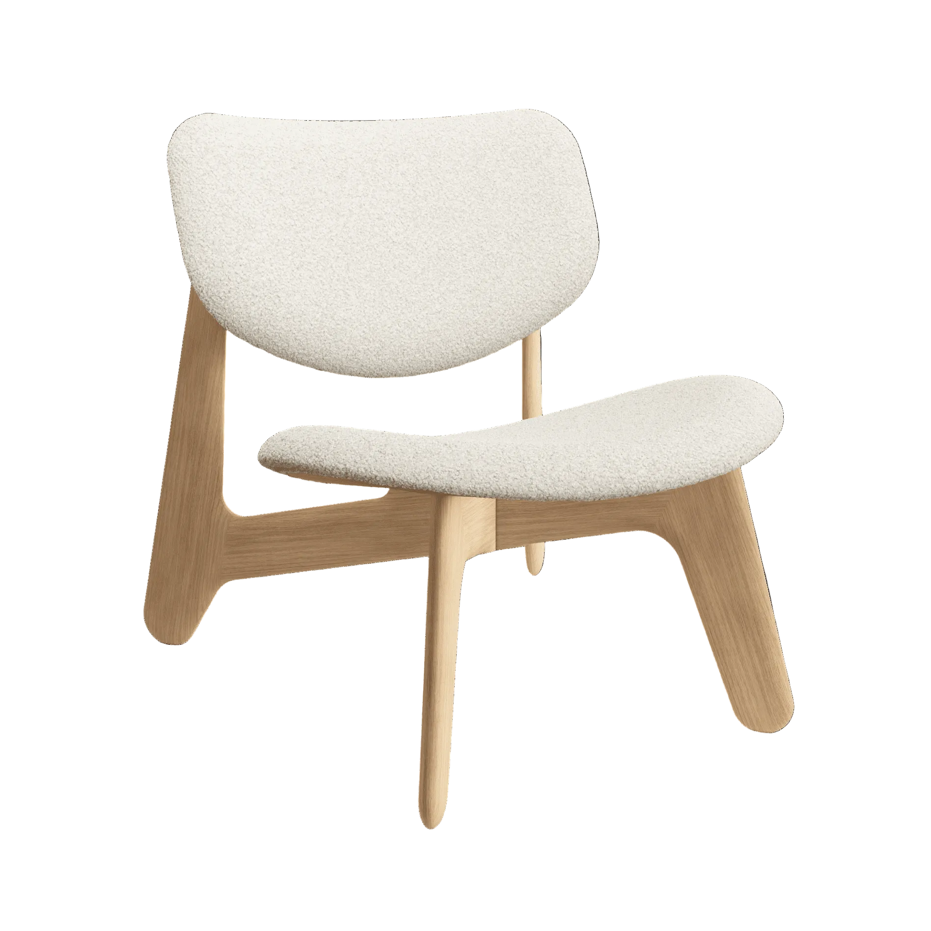 SLAB Armchair in Beige Boucle with Oak Base