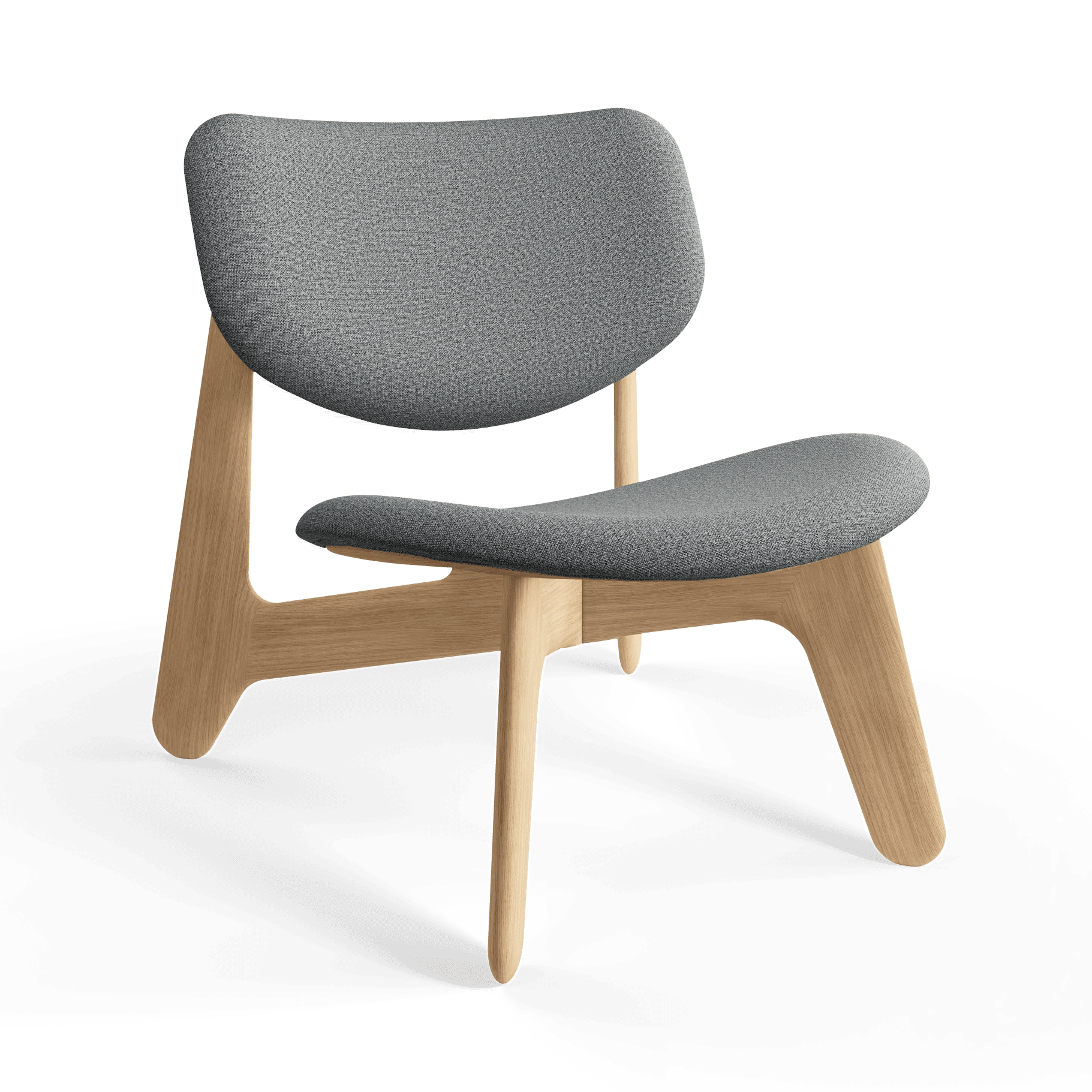 Sessel SLAB grau mit Eichenbasis