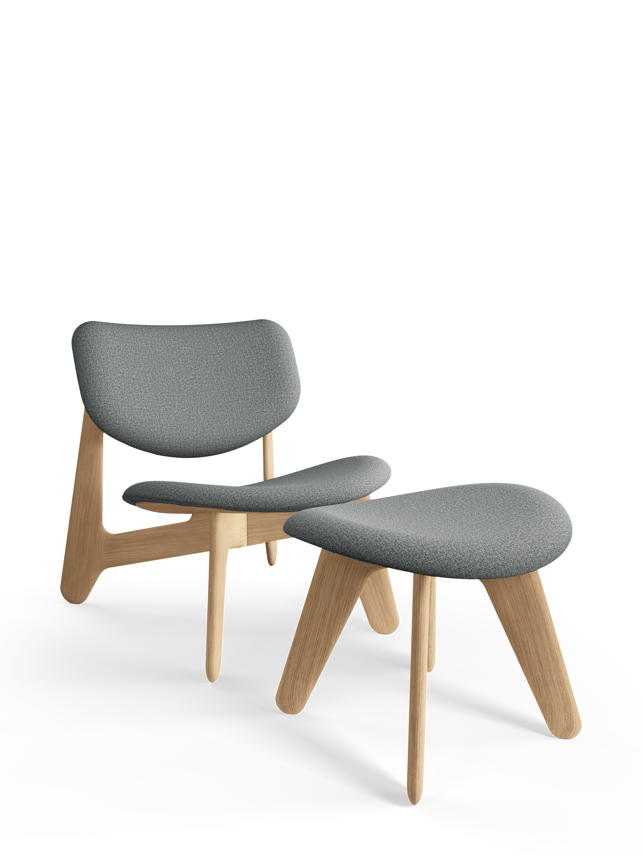 Hocker SLAB grau mit Eichenbasis