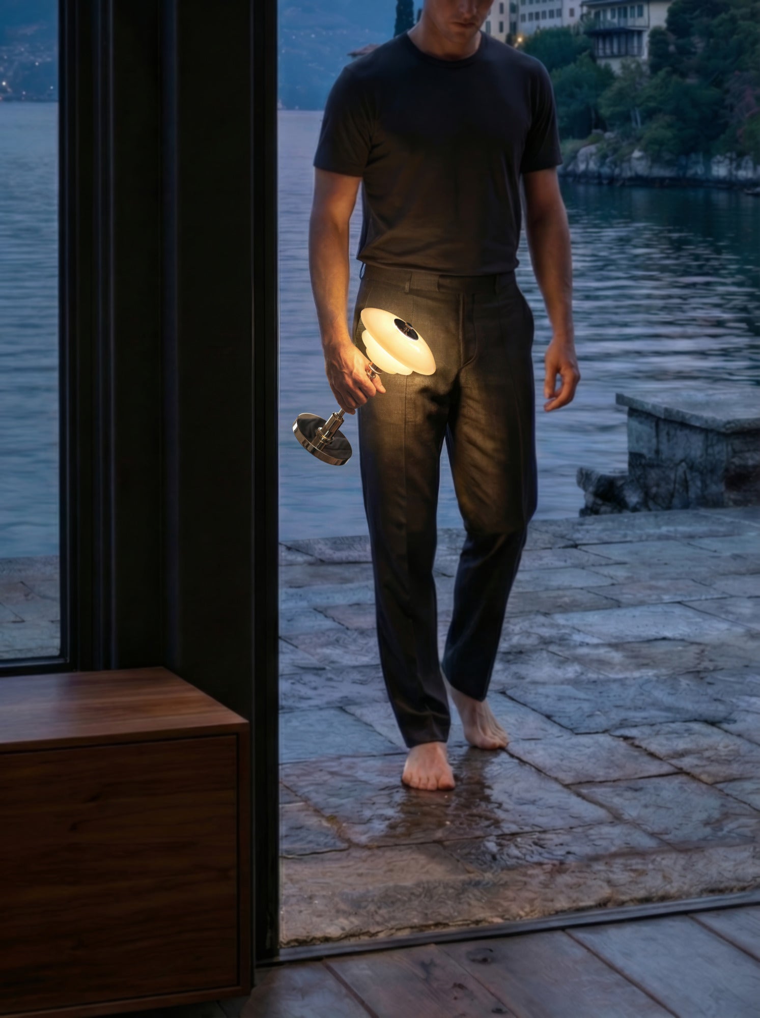 Lampa przenośna PH 1/1 biały z chromowaną podstawą