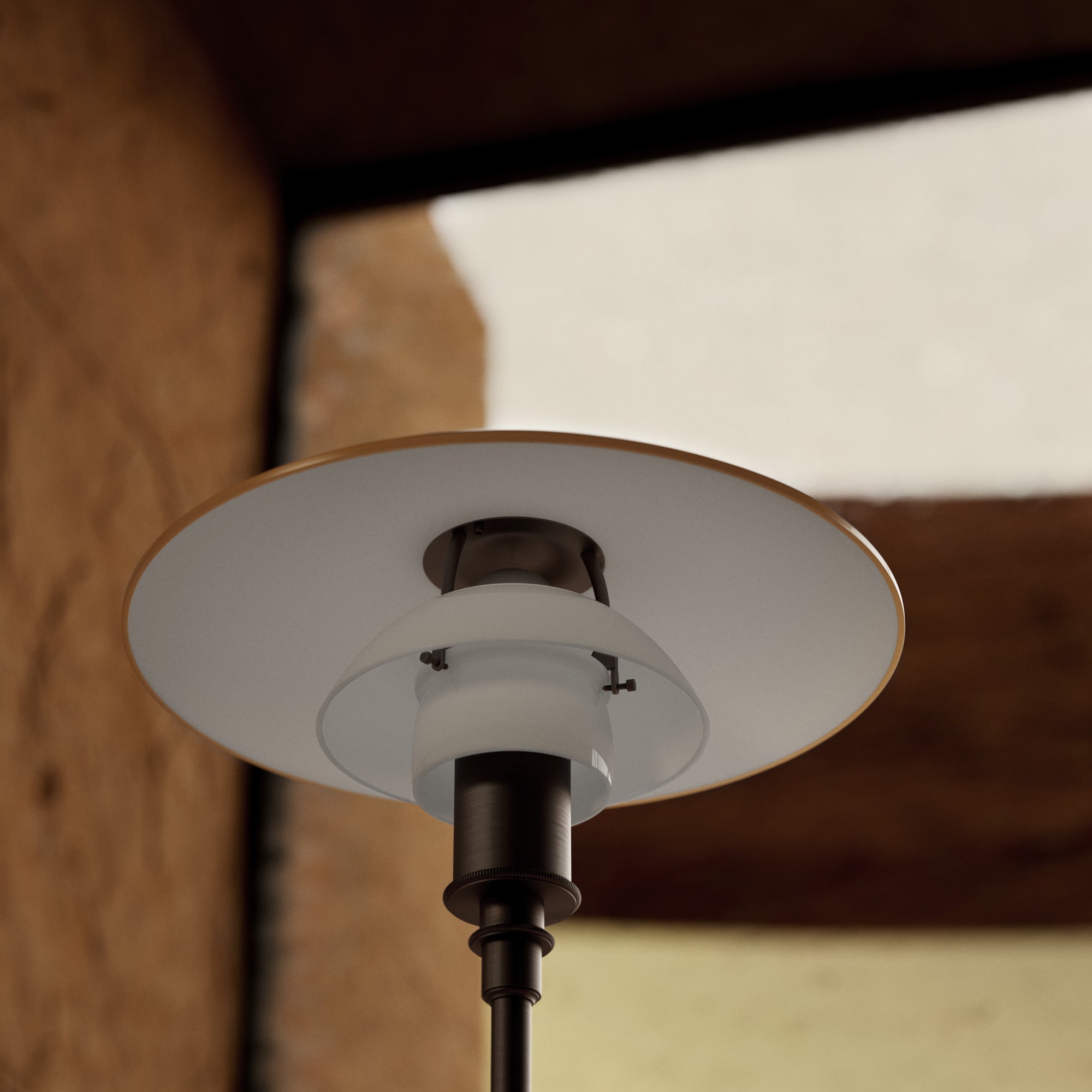 Table lamp PH 3/2 - century edition white with orange and brown base