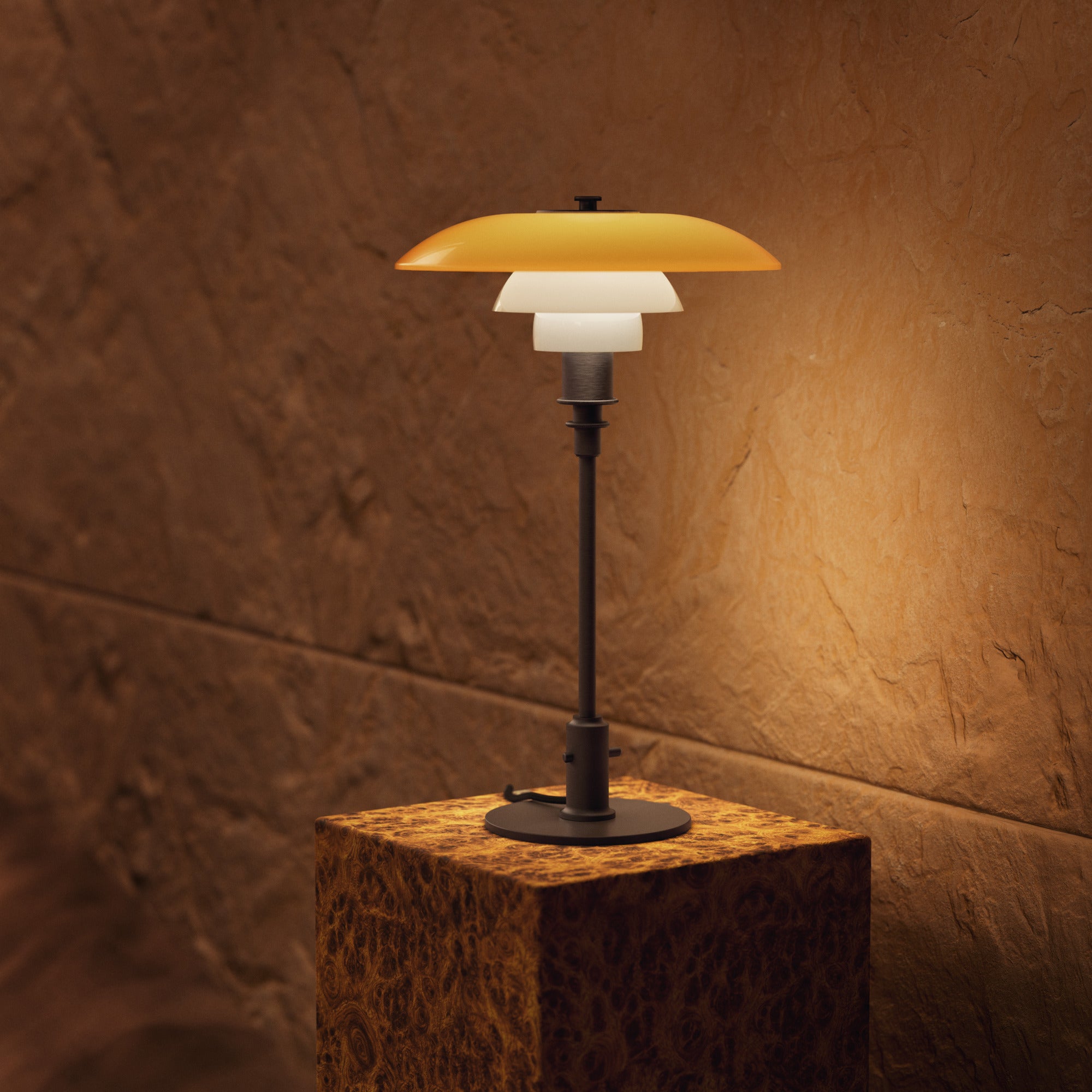 Table lamp PH 3/2 - century edition white with orange and brown base