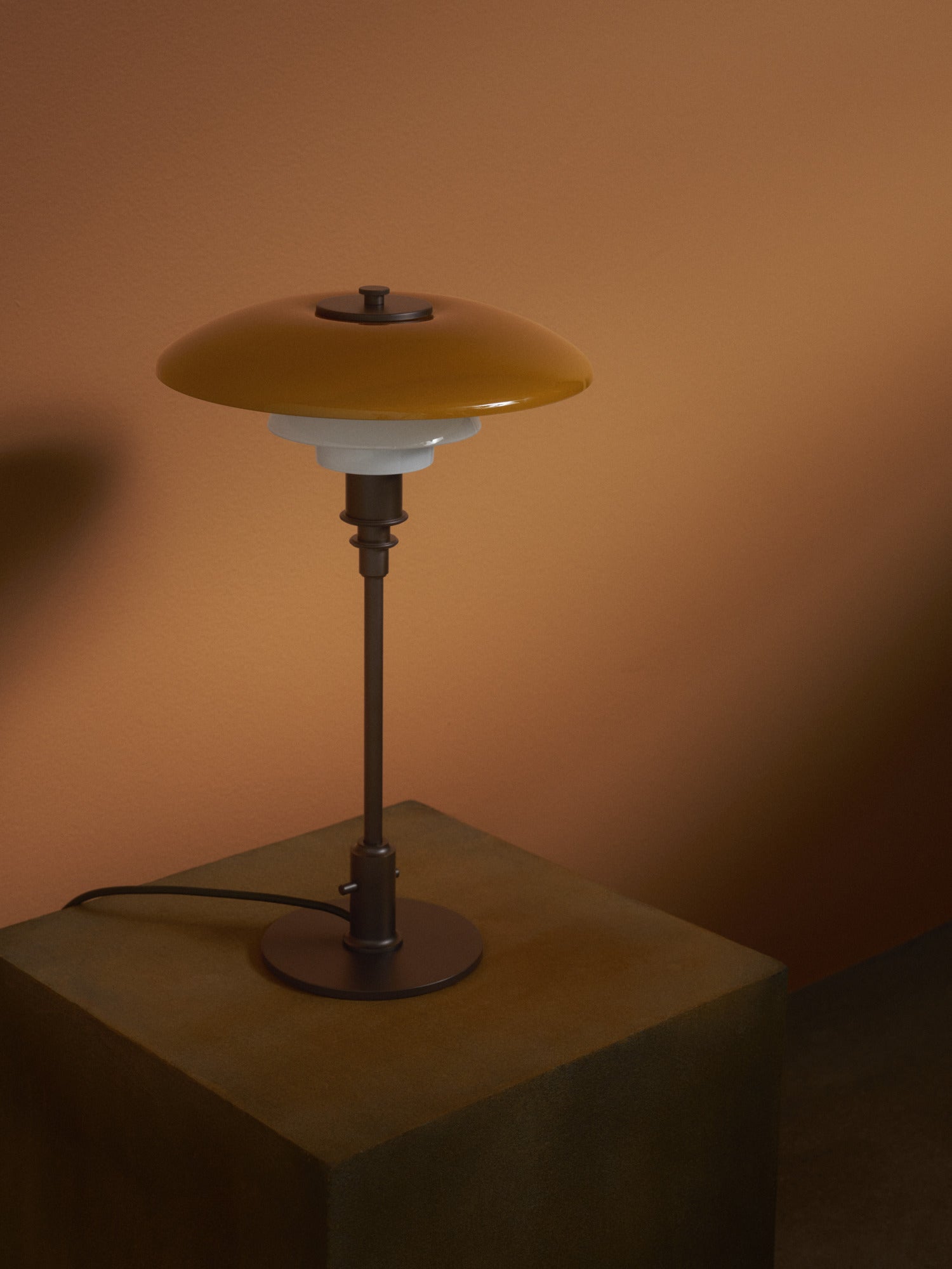 Table lamp PH 3/2 - century edition white with orange and brown base