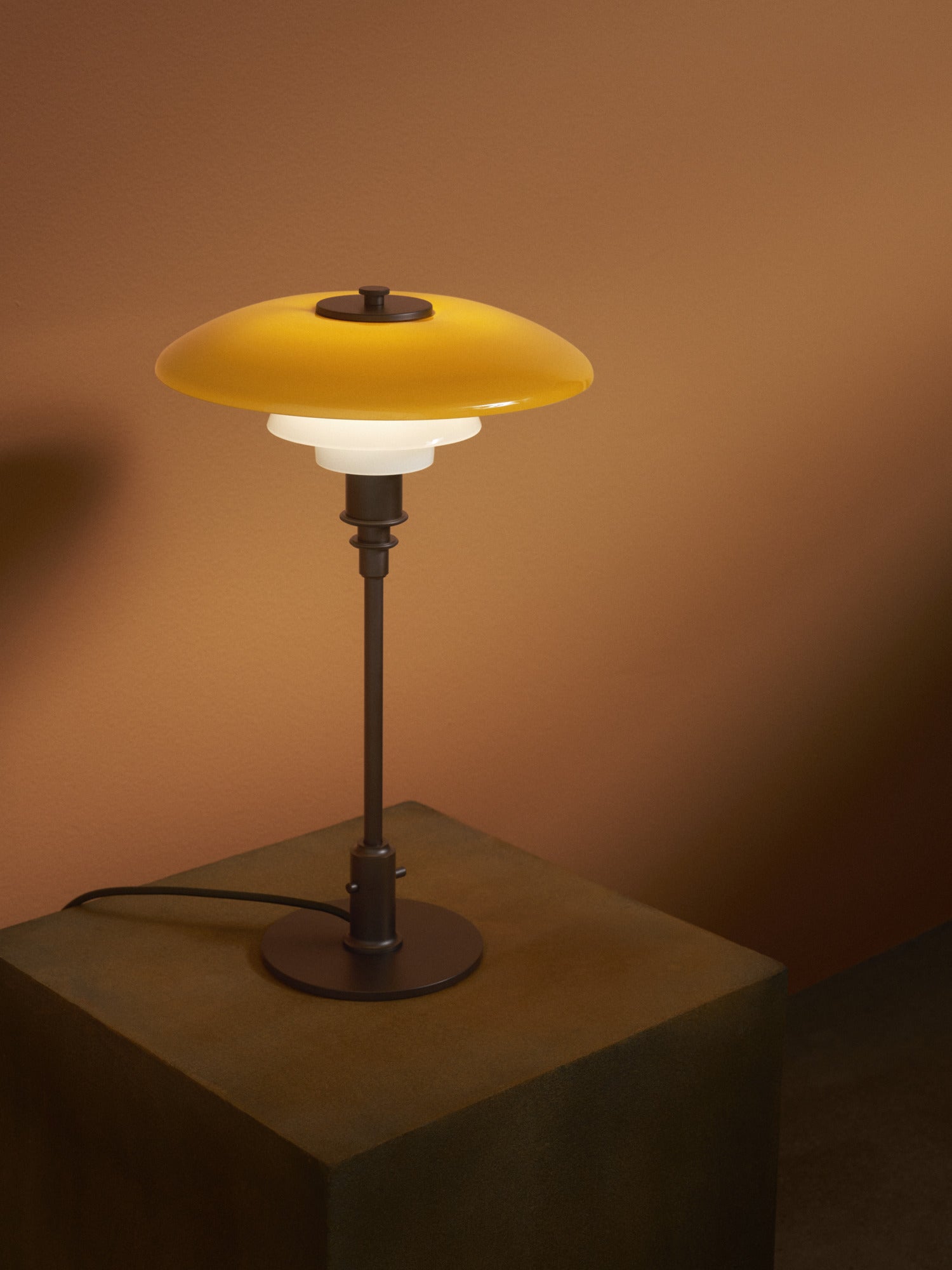 Table lamp PH 3/2 - century edition white with orange and brown base