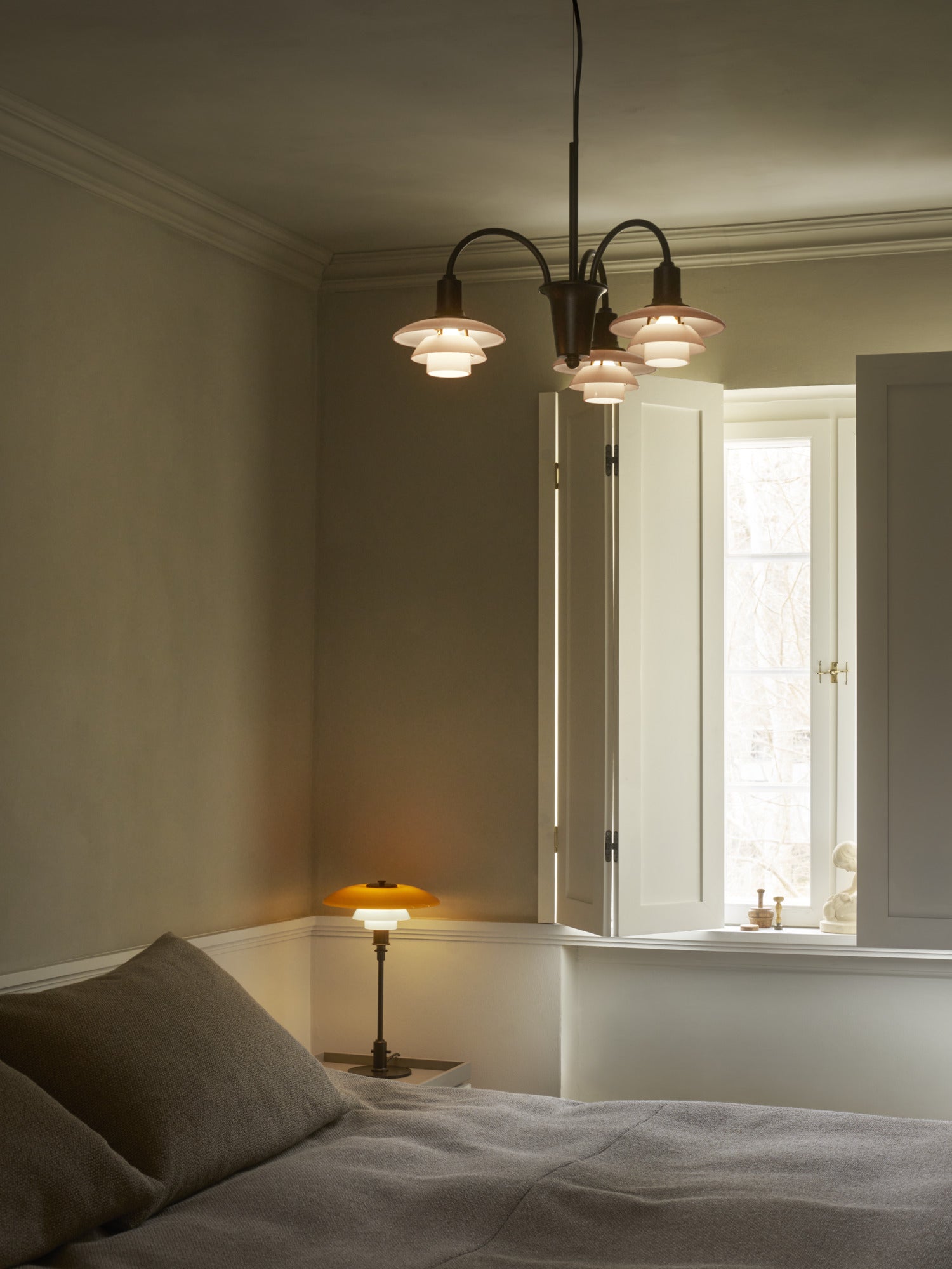 Table lamp PH 3/2 - century edition white with orange and brown base