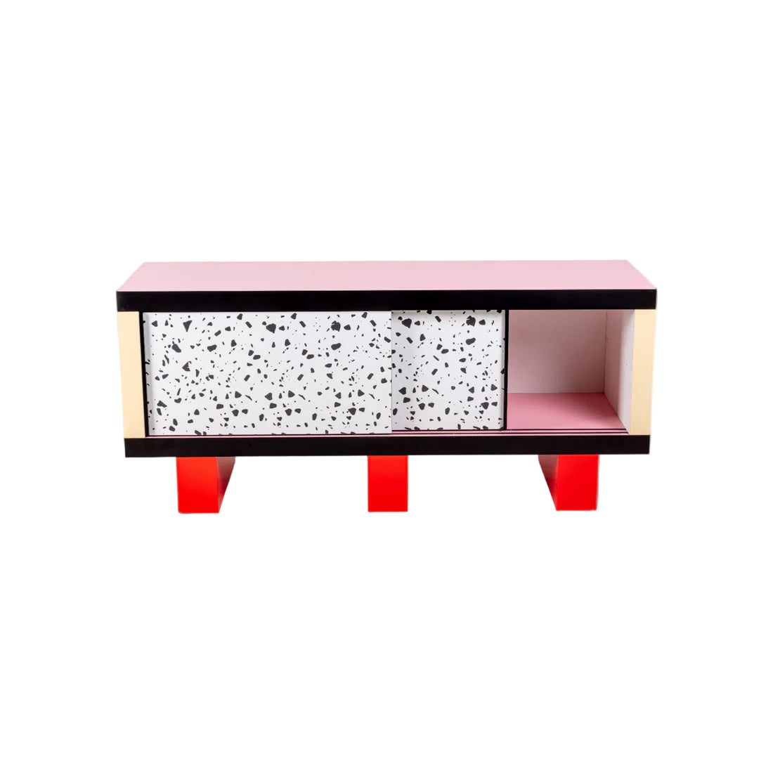 Kommode SUPERCABINET TERRAZZO weiß mit Rosa und Rot