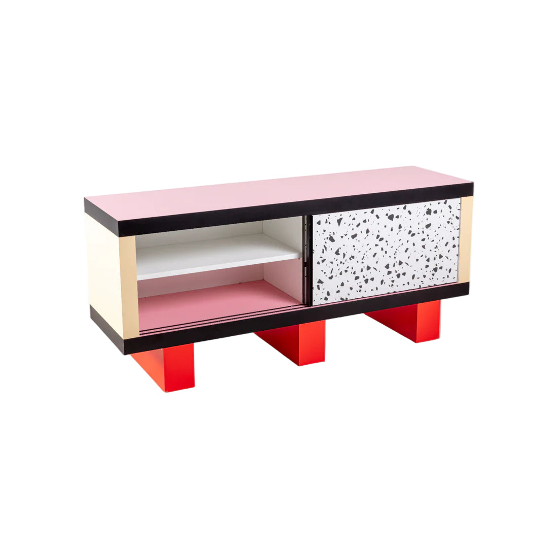 Kommode SUPERCABINET TERRAZZO weiß mit Rosa und Rot