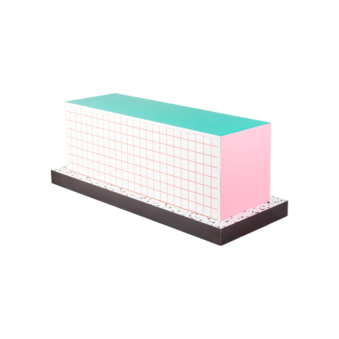 Kommode SUPERCABINET RED GRID weiß mit türkisfarbenem