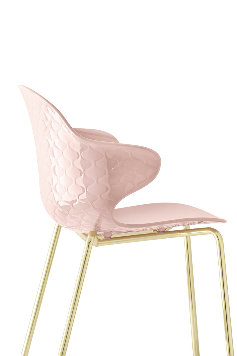 SAINT TROPEZ chair with pink seat and golden metal base