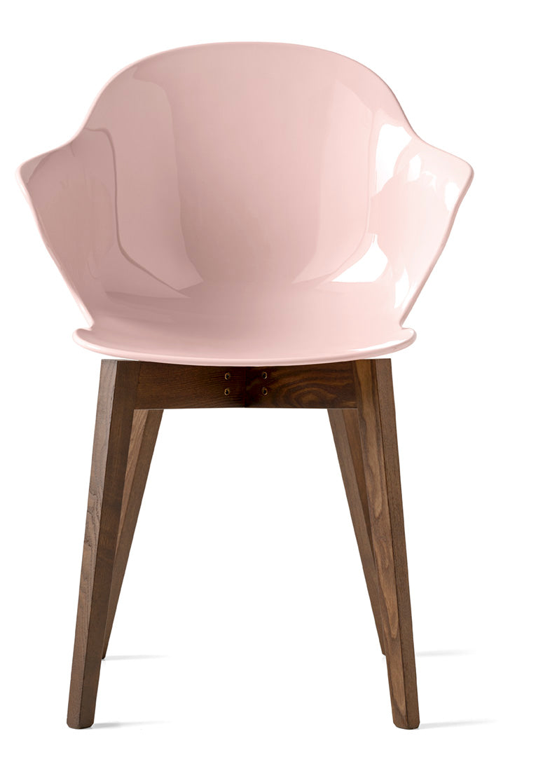 SAINT TROPEZ chair with pink seat and dark wooden base