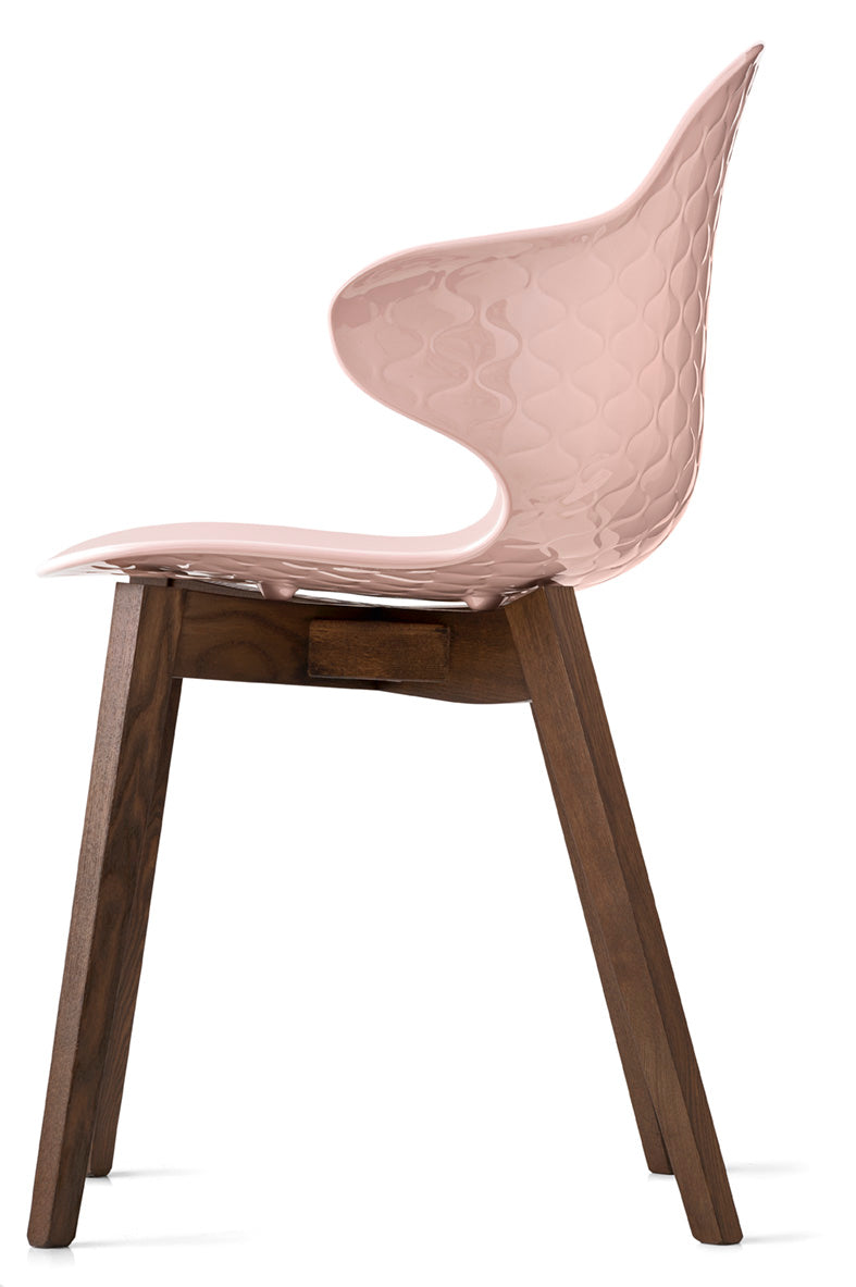 SAINT TROPEZ chair with pink seat and dark wooden base