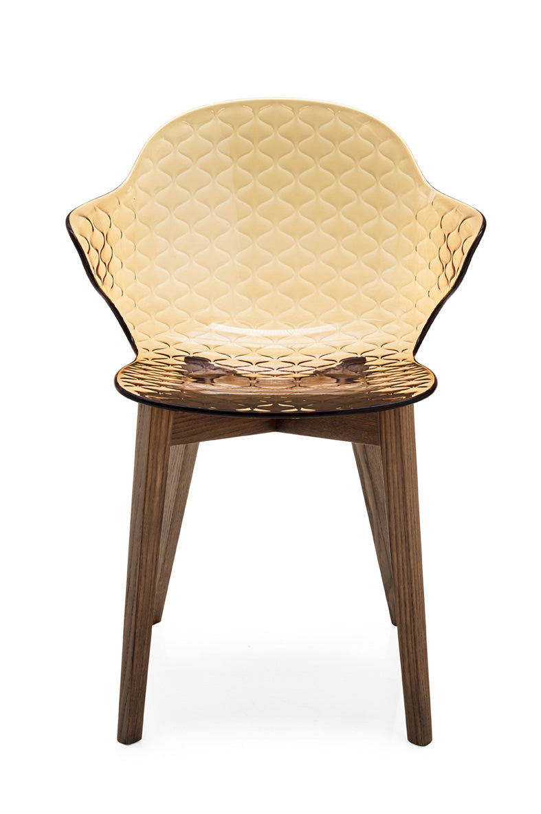 Stuhl SAINT TROPEZ mit braunem Sitz und dunklem Holzgestell