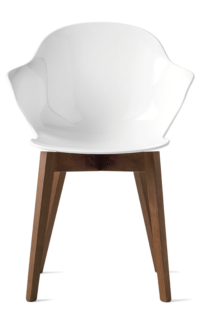 Stuhl SAINT TROPEZ mit weißem Sitz und dunklem Holzgestell