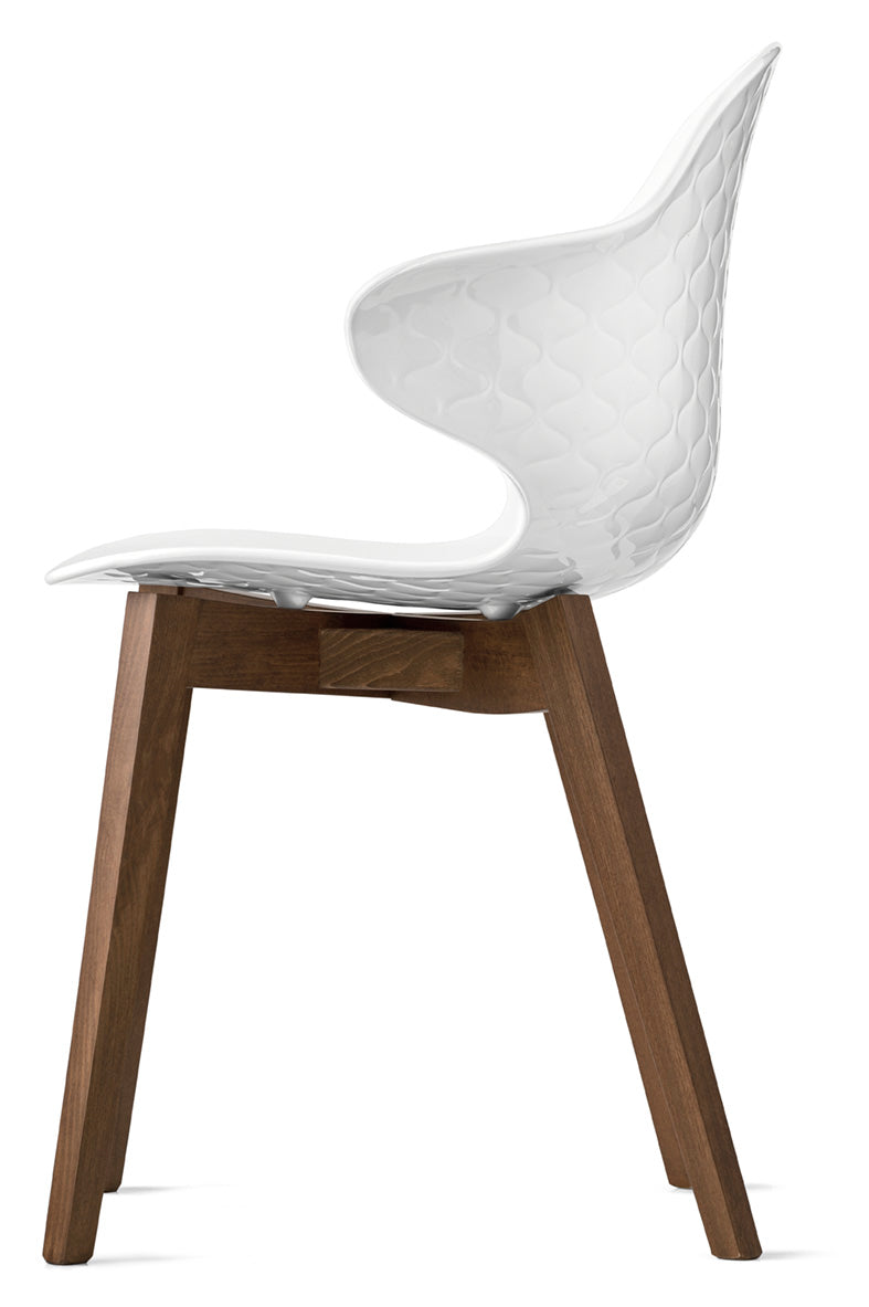 Stuhl SAINT TROPEZ mit weißem Sitz und dunklem Holzgestell