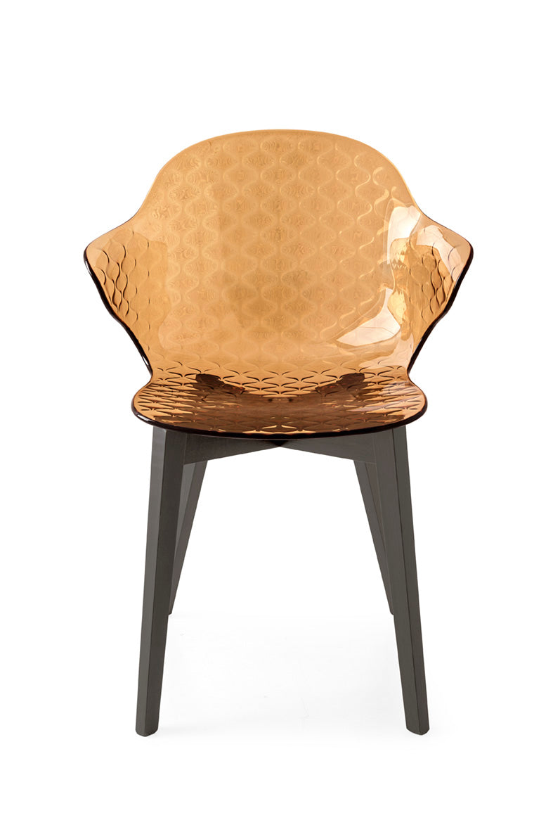 Stuhl SAINT TROPEZ mit braunem Sitz und grauem Holzgestell