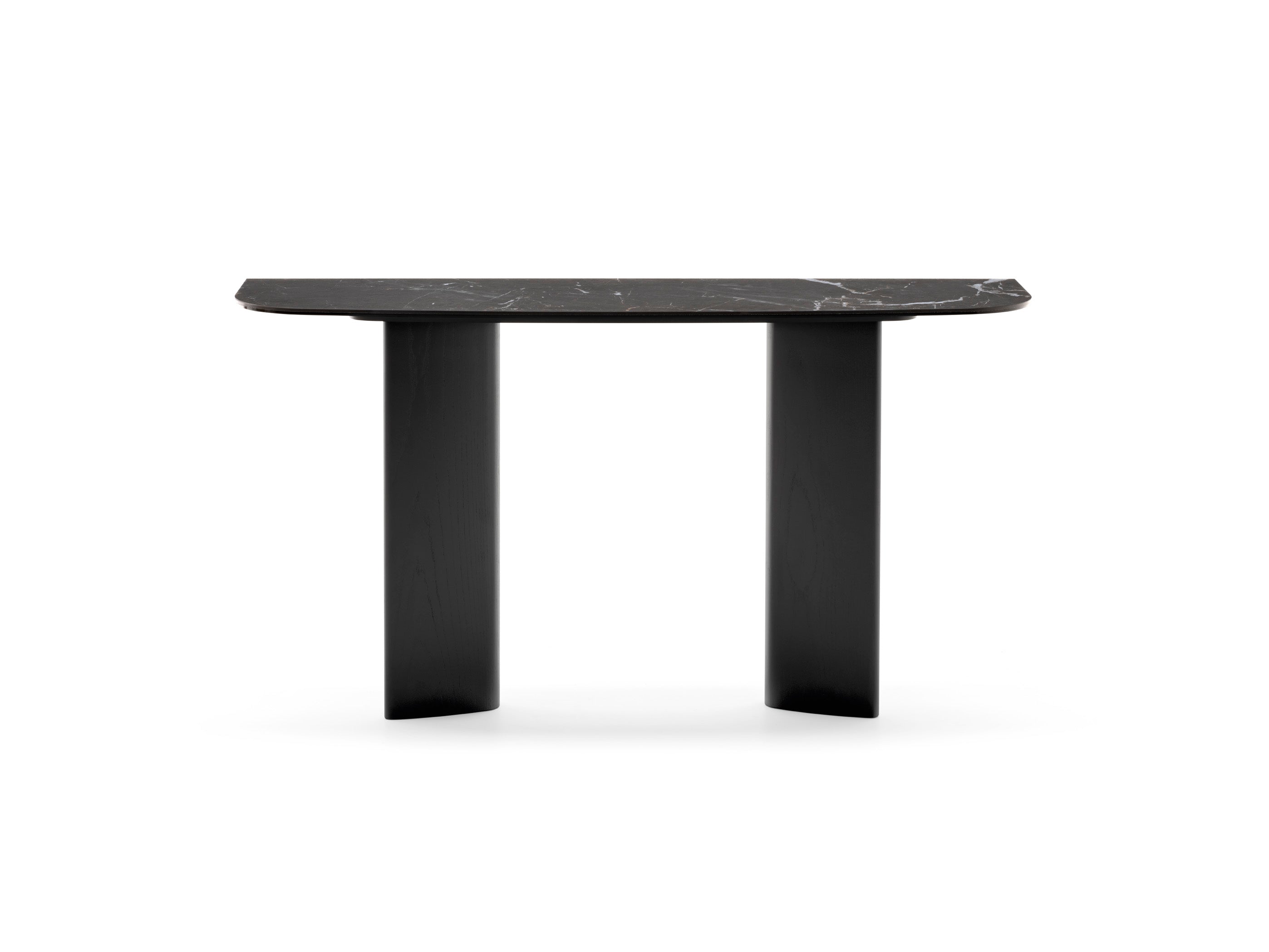 SANDY Console Black Ceramic with Black Wooden Base