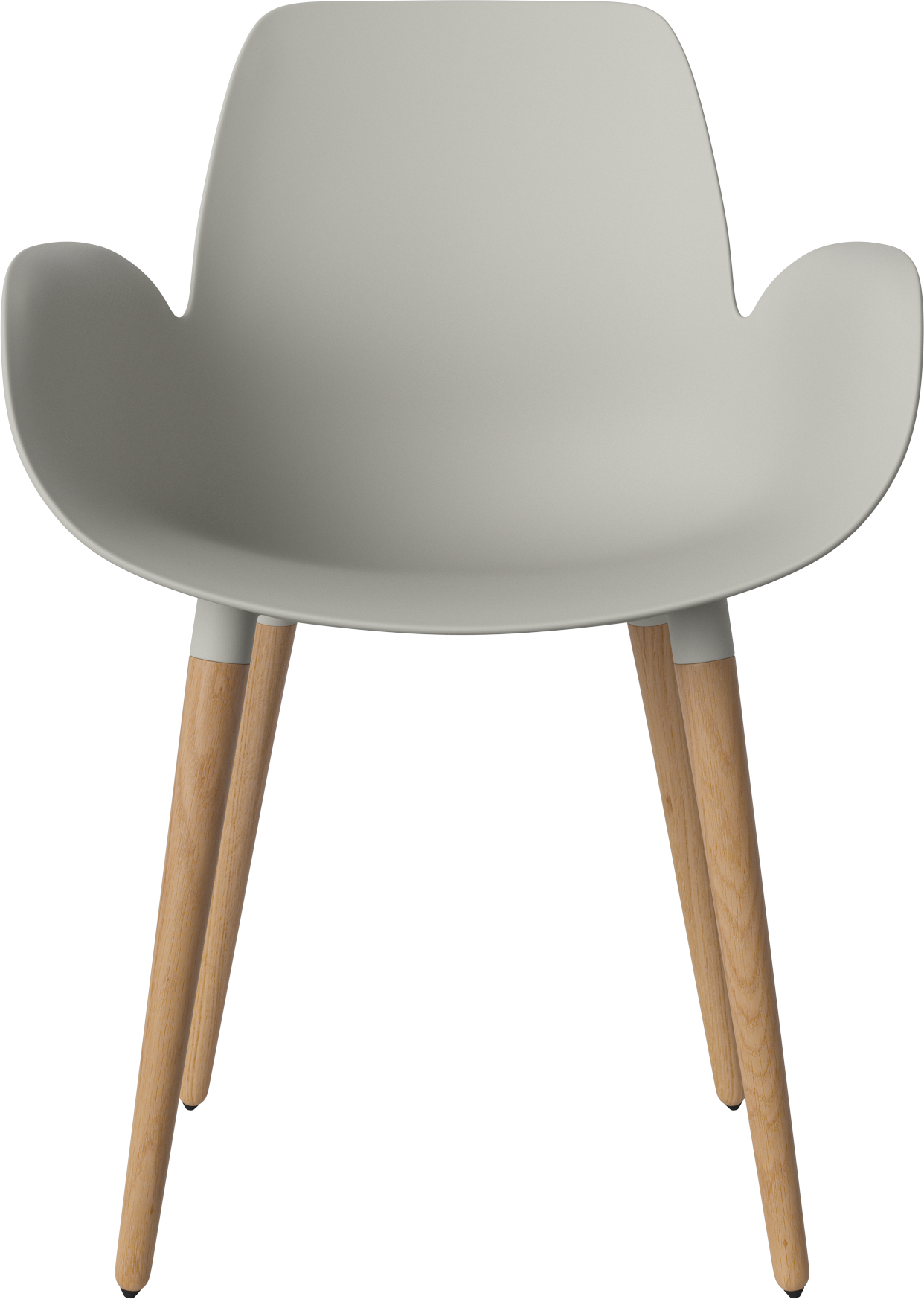 Chair with seed gray armrests with an oak base