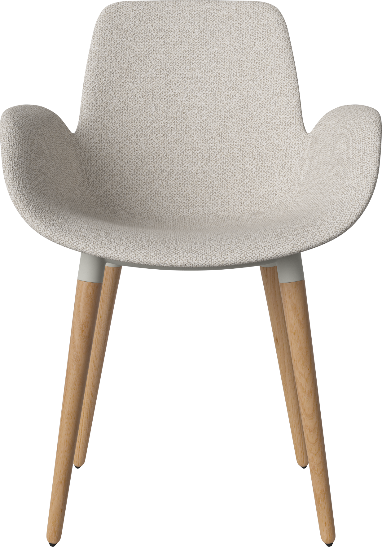 Chair with seed armrests upholstered with an oak base