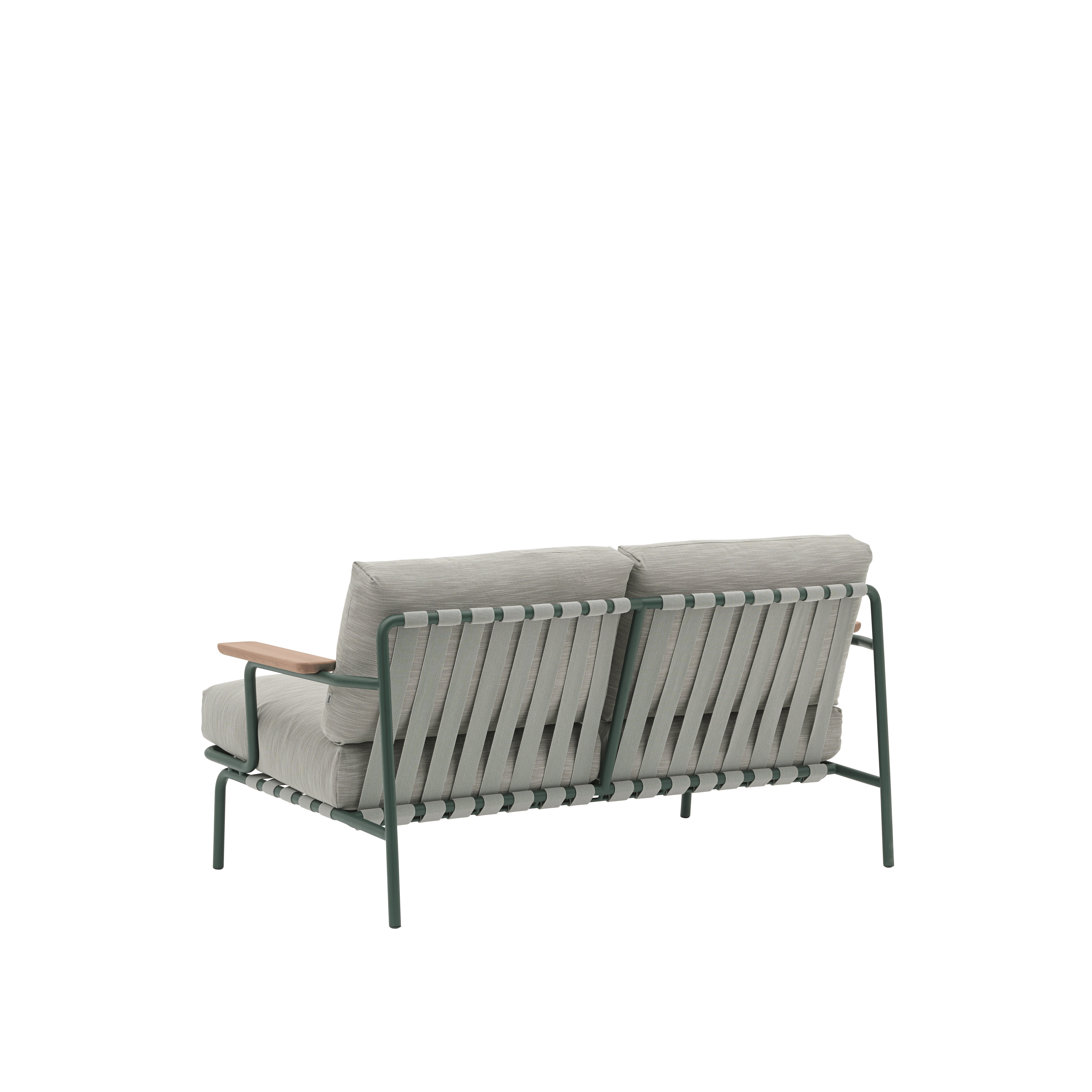 Sofa mit Armlehnen für den Außenbereich 2-sitzig SETTLE grau mit grünem Sockel [Amelia]