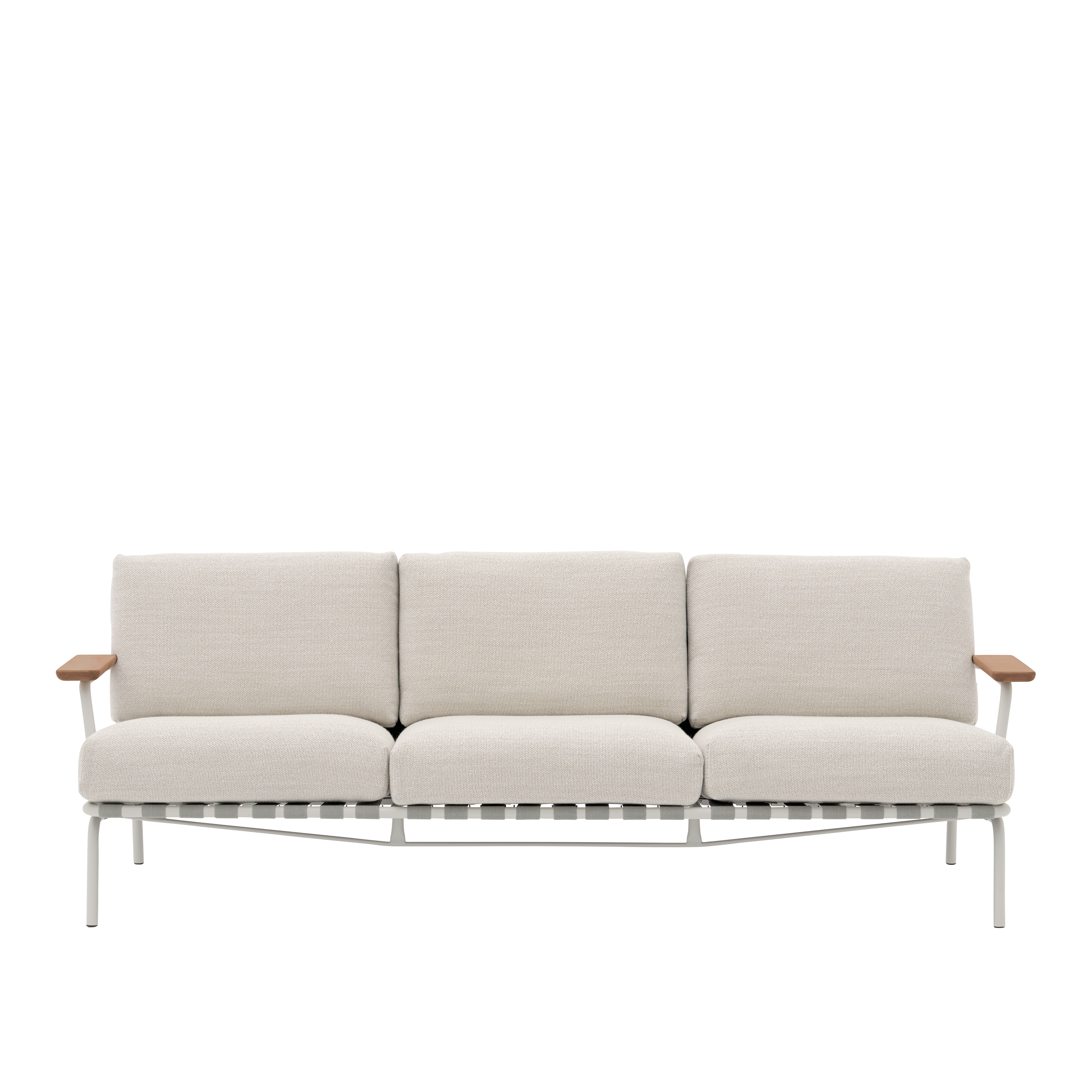 Outdoor 3-Seater Sofa with Armrests SETTLE Light Gray with Gray Base [Amelia]