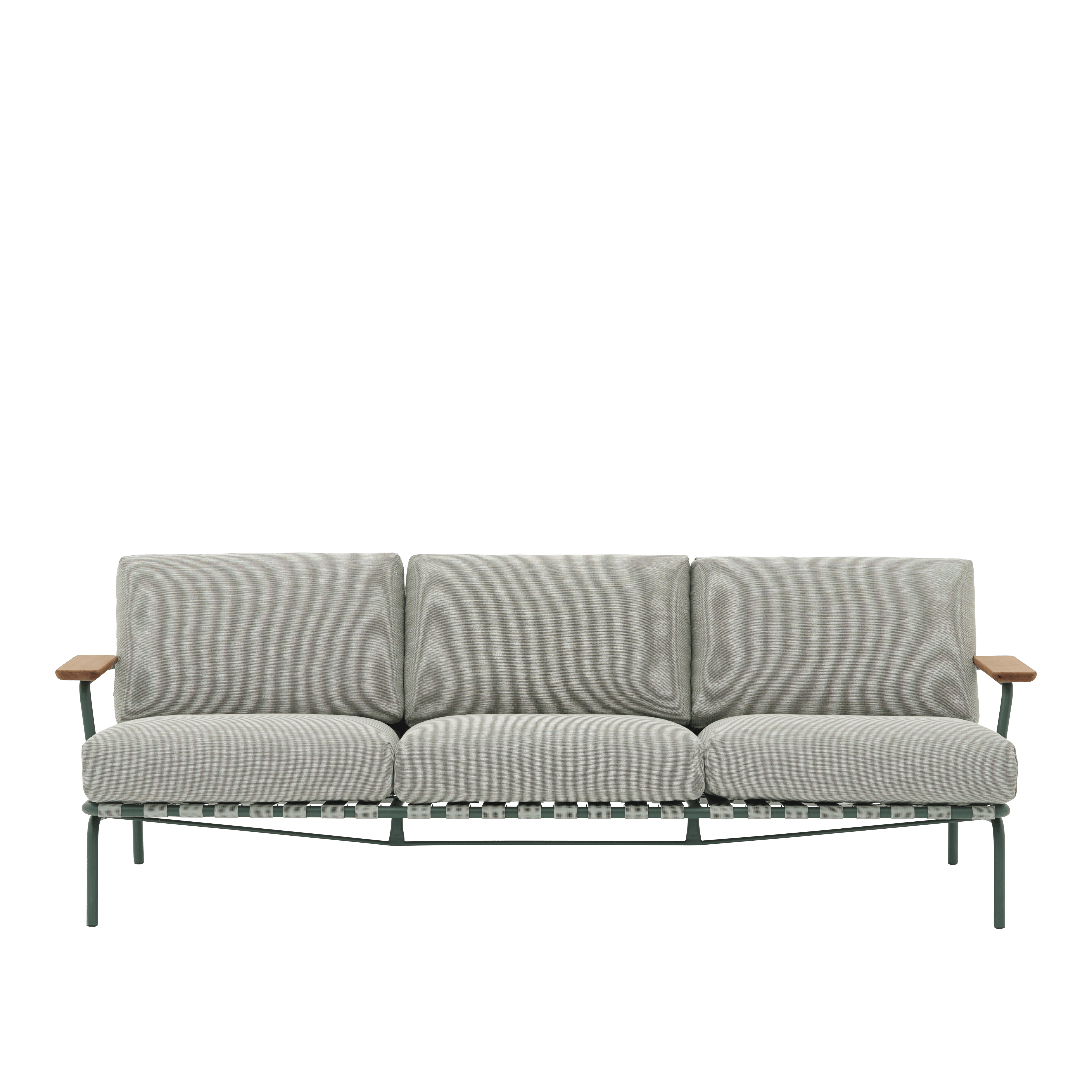 Sofa mit Armlehnen für den Außenbereich 3-sitzig SETTLE grau mit grüner Basis