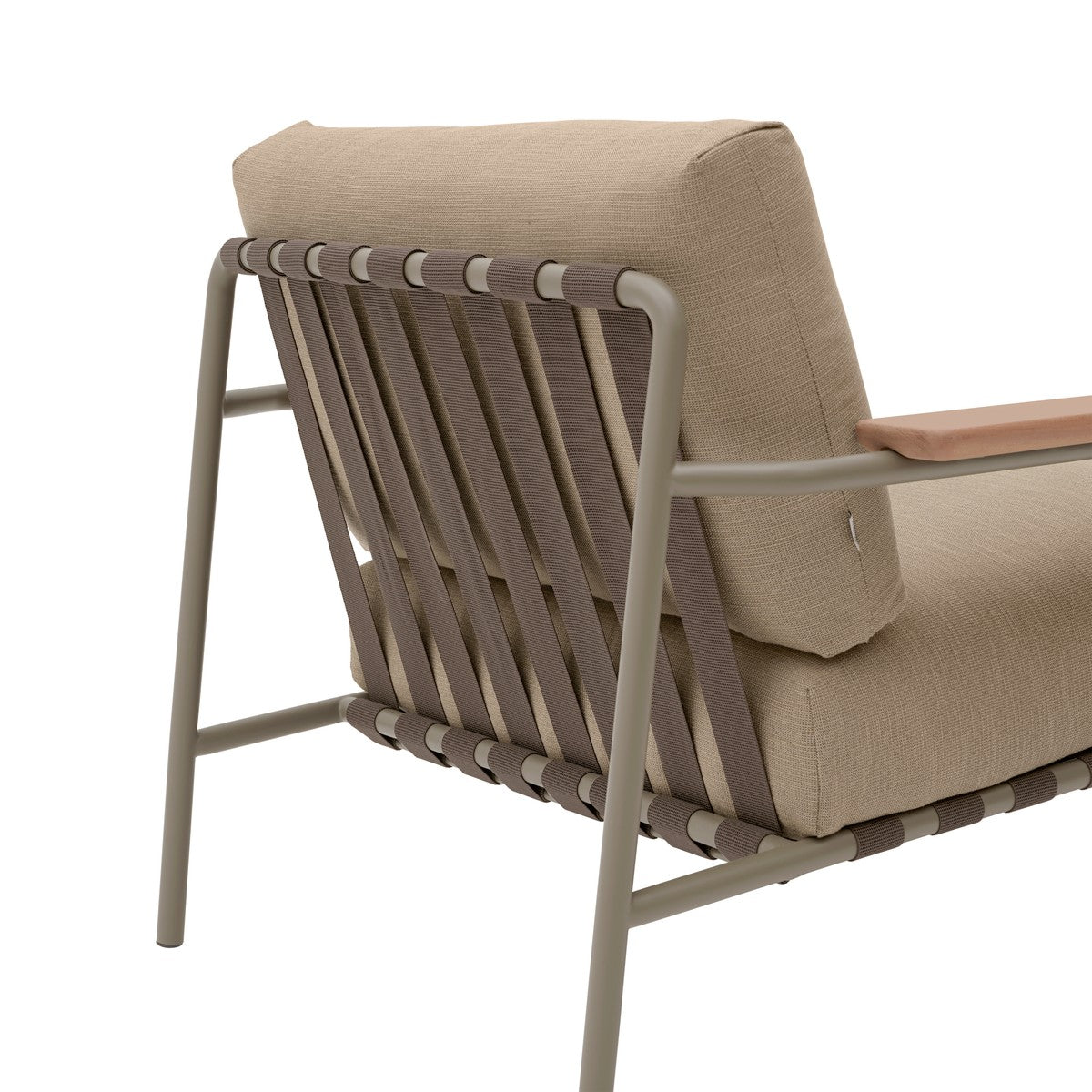 SETTLE brown outdoor armchair with taupe base [Amelia]