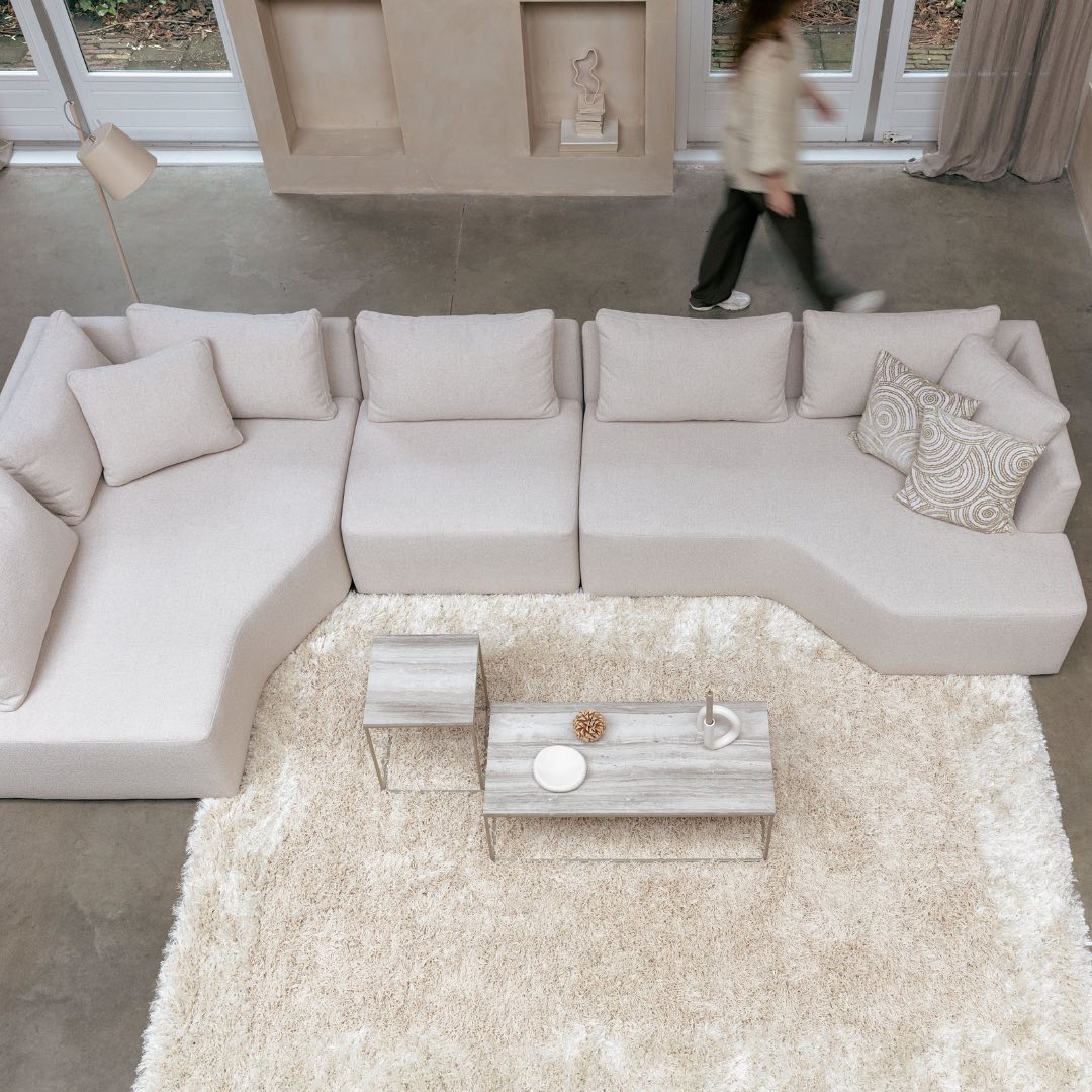 Modulares Sofa PROSPER - rechtsseitiger Chaiselongue in Sandfarbe