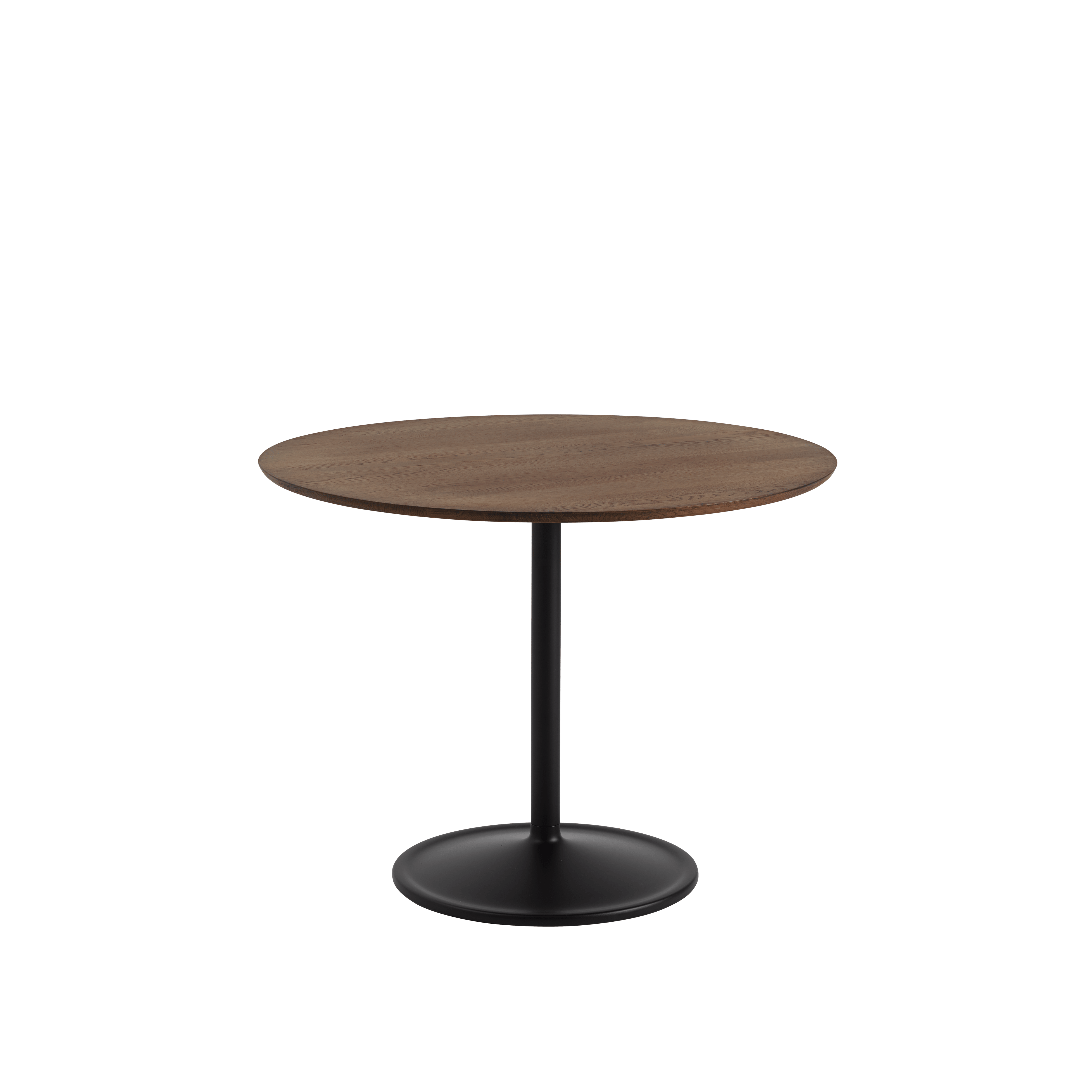 Round Table SOFT dark oak wood with black base