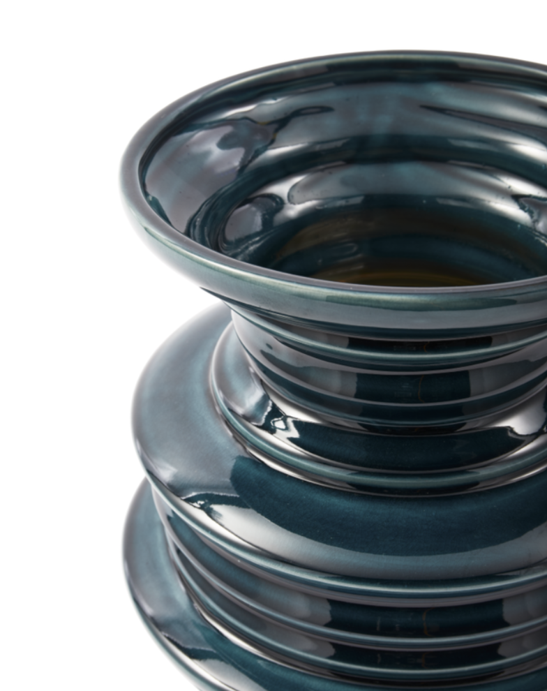 STACKED PLATES vase dark green