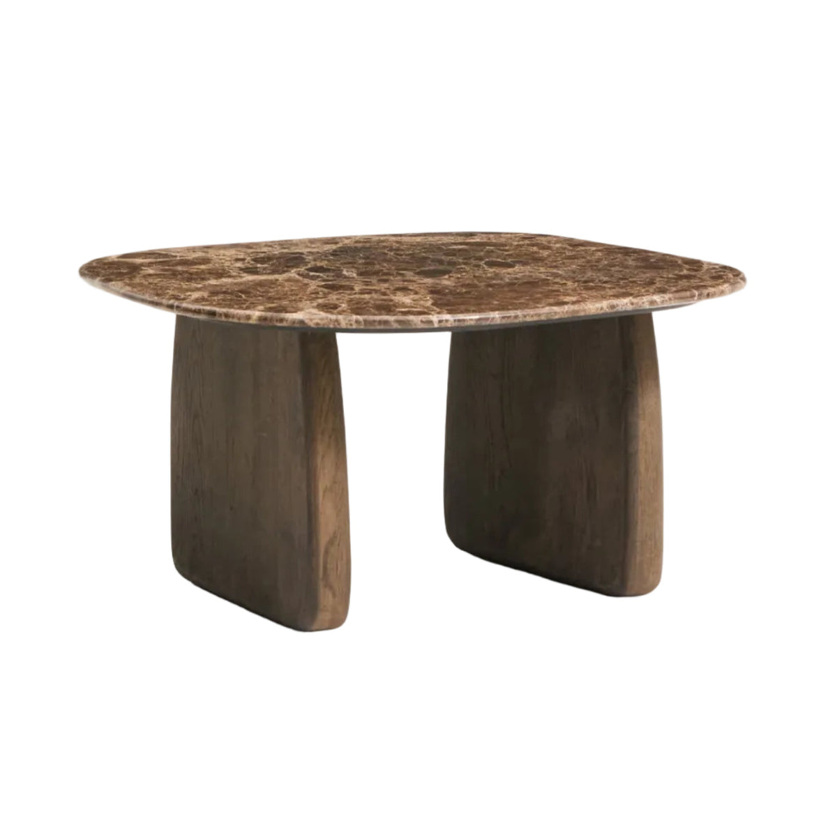 Stolik boczny PIRITA brązowy marmur z ciemną dębową podstawą – ujęcie 6