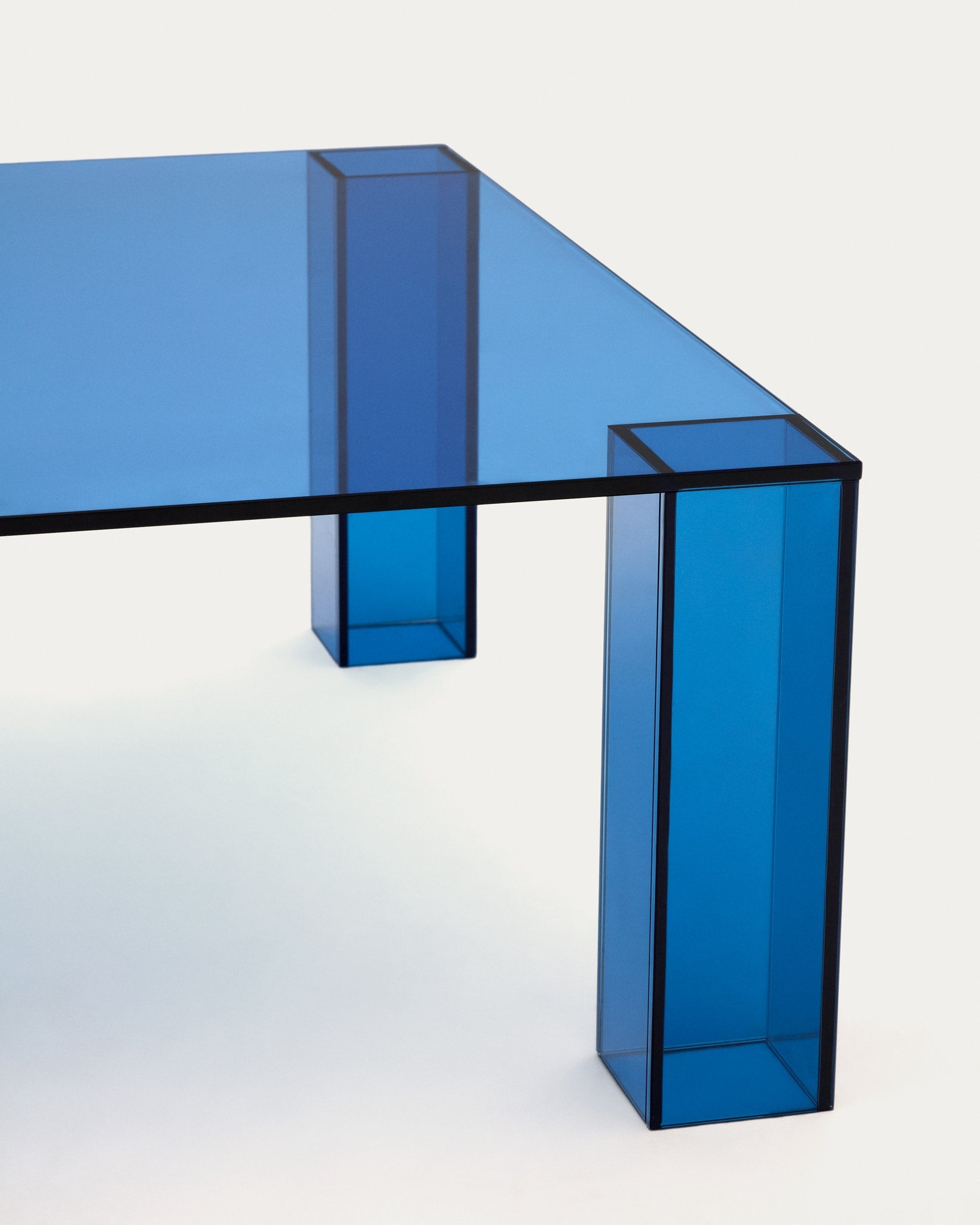 Quadratisch Tisch Adularia Blue Tempered Glas