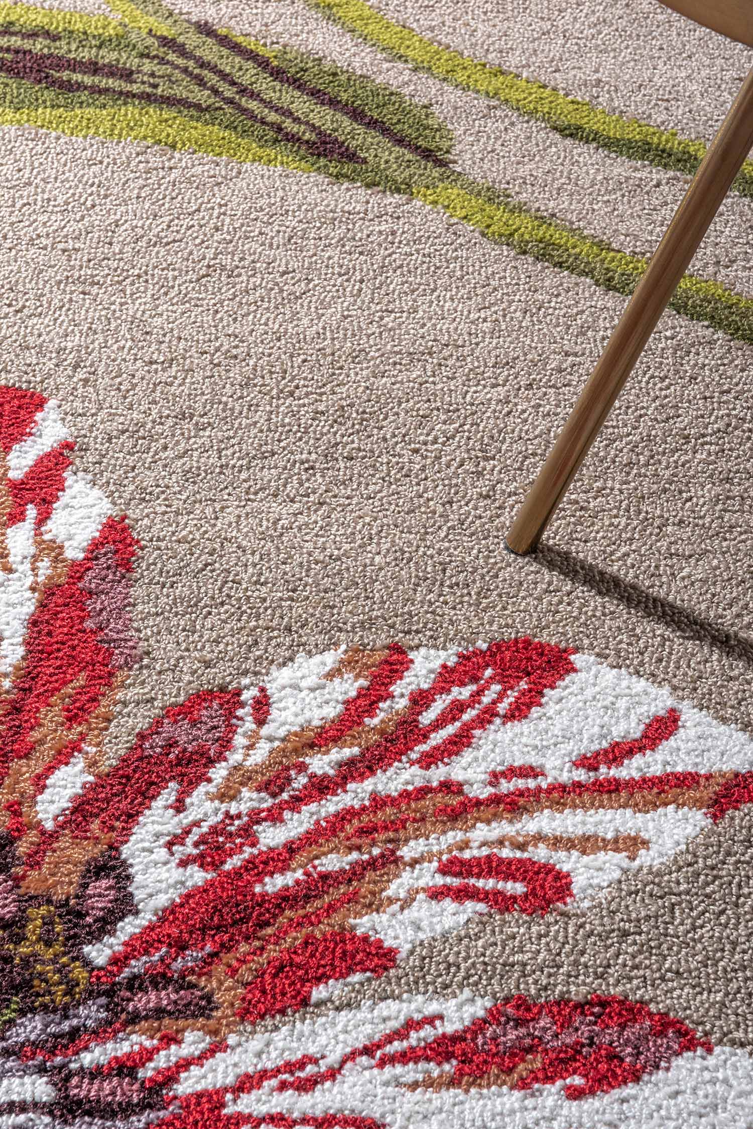 BOTANICAL TULIP BURGUNDY beige Außenteppich