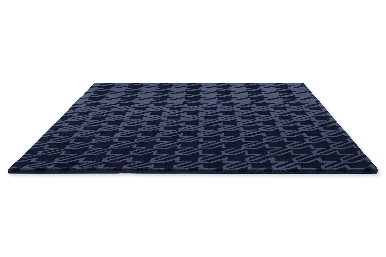 HOUNDSTOOTH marineblauer Hahnentritt-Teppich