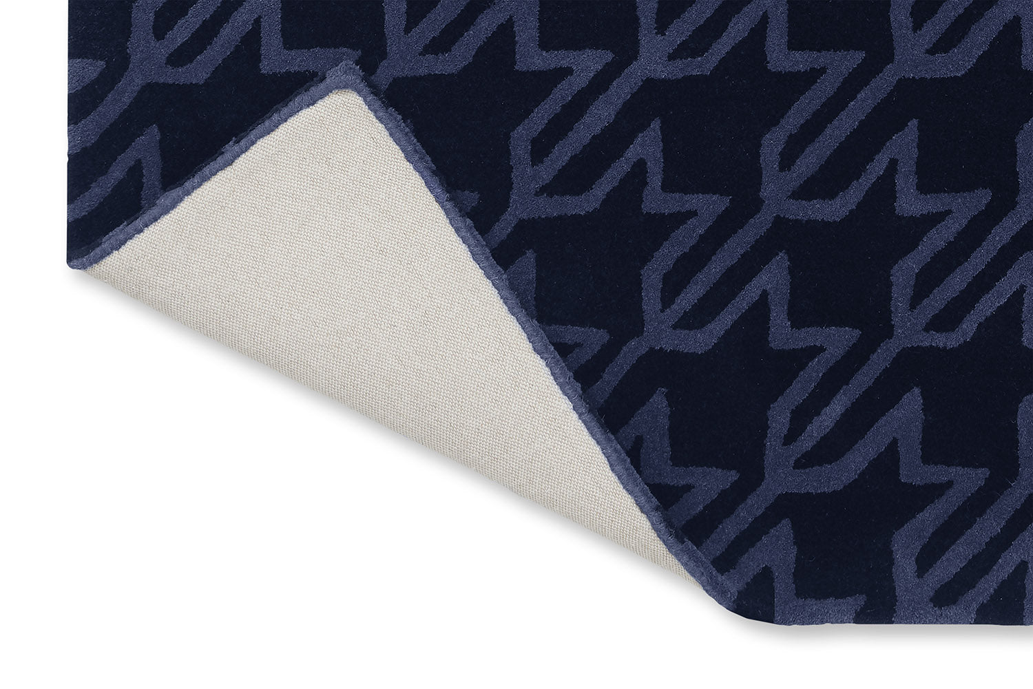 HOUNDSTOOTH marineblauer Hahnentritt-Teppich