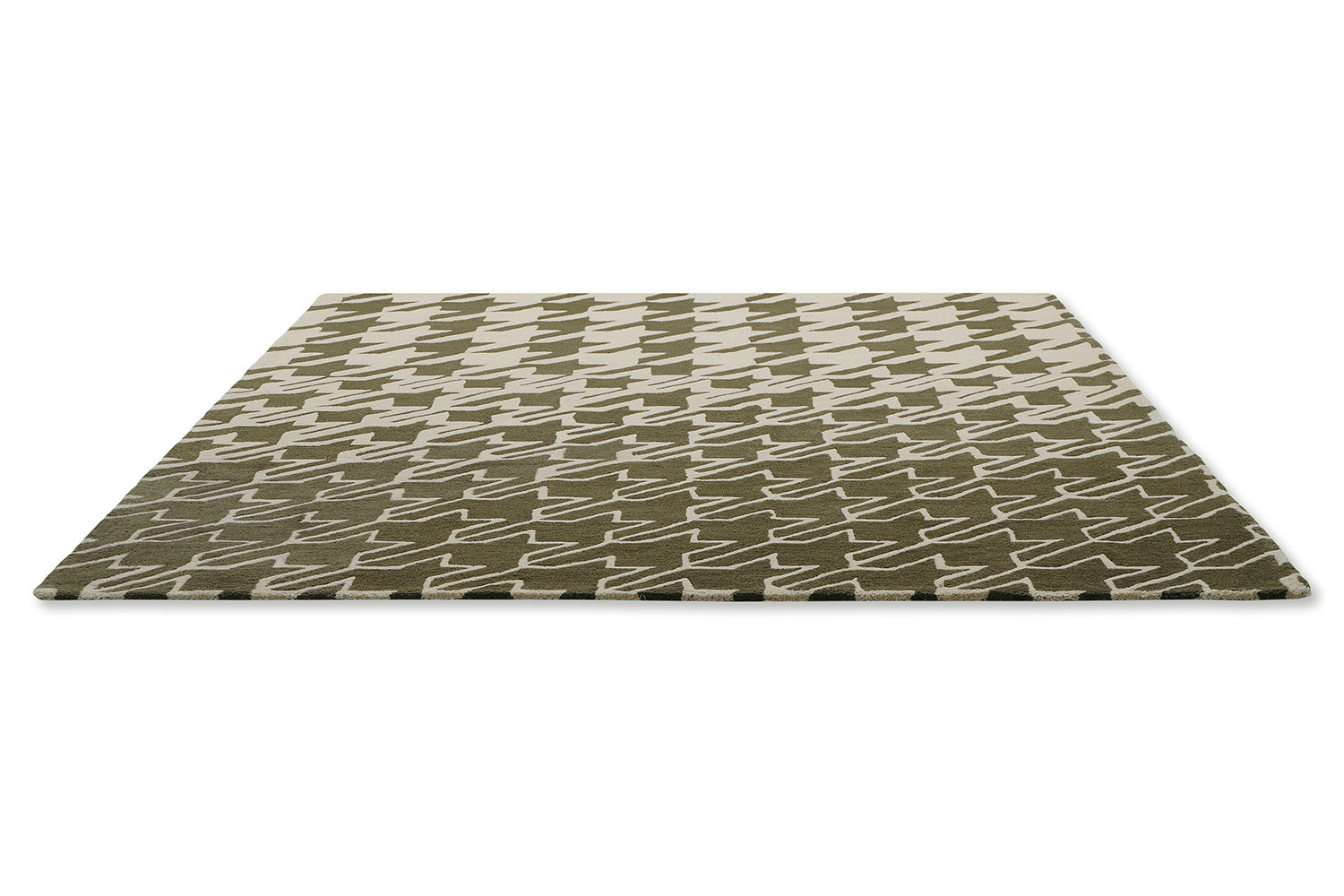 HOUNDSTOOTH GREY beige-grüner Hahnentritt-Teppich