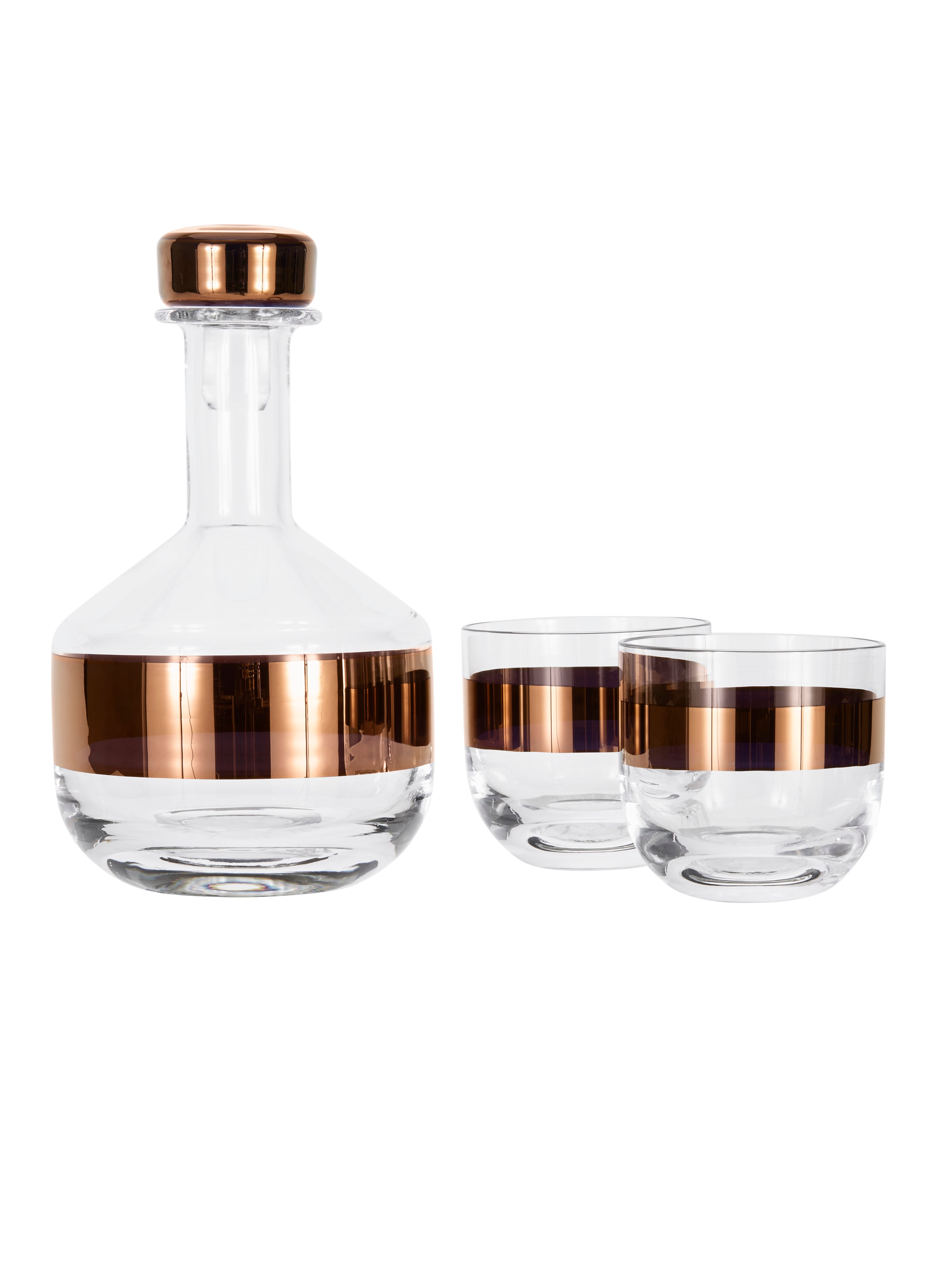 Set of whiskey glasses copper tank