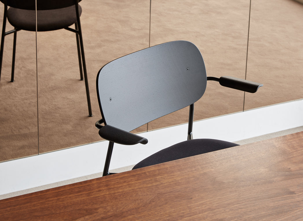 CO Armchair with Armrests Black Oak Veneer with Black Base