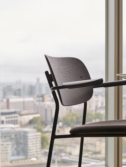 CO Armchair with Armrests Black Oak Veneer with Black Base