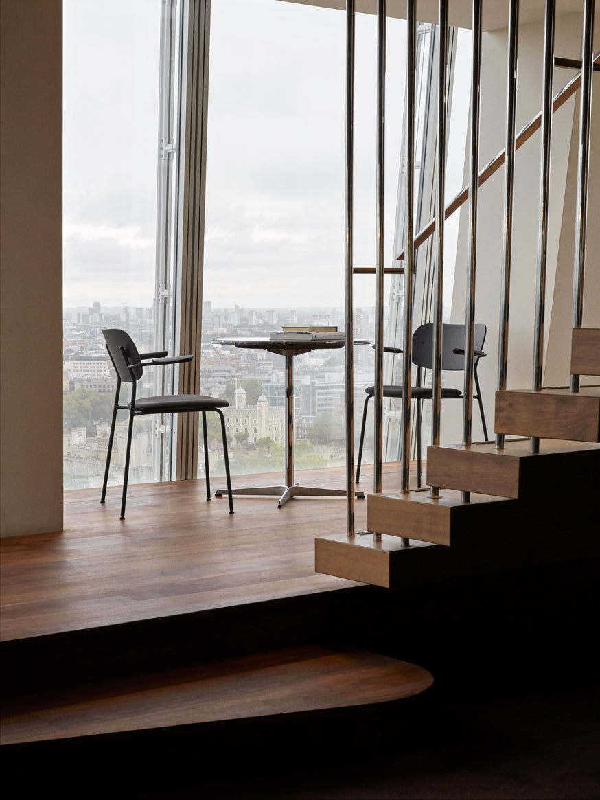 CO Armchair with Armrests Black Oak Veneer with Black Base