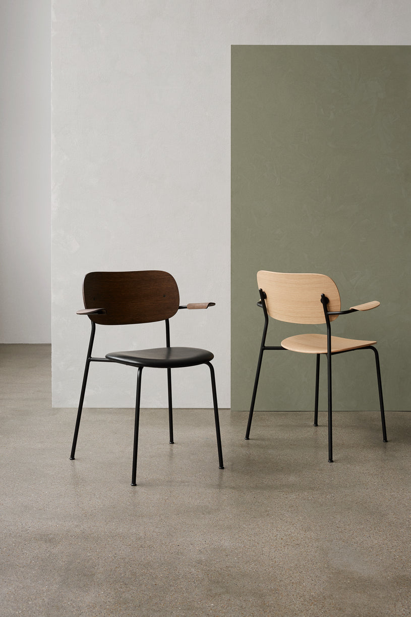 CO Armchair with Armrests Black Oak Veneer with Black Base