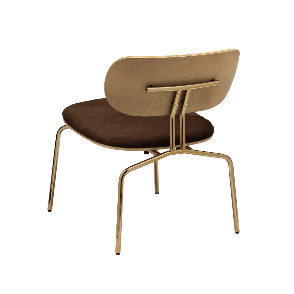 Curious armchair brown plush with a golden base