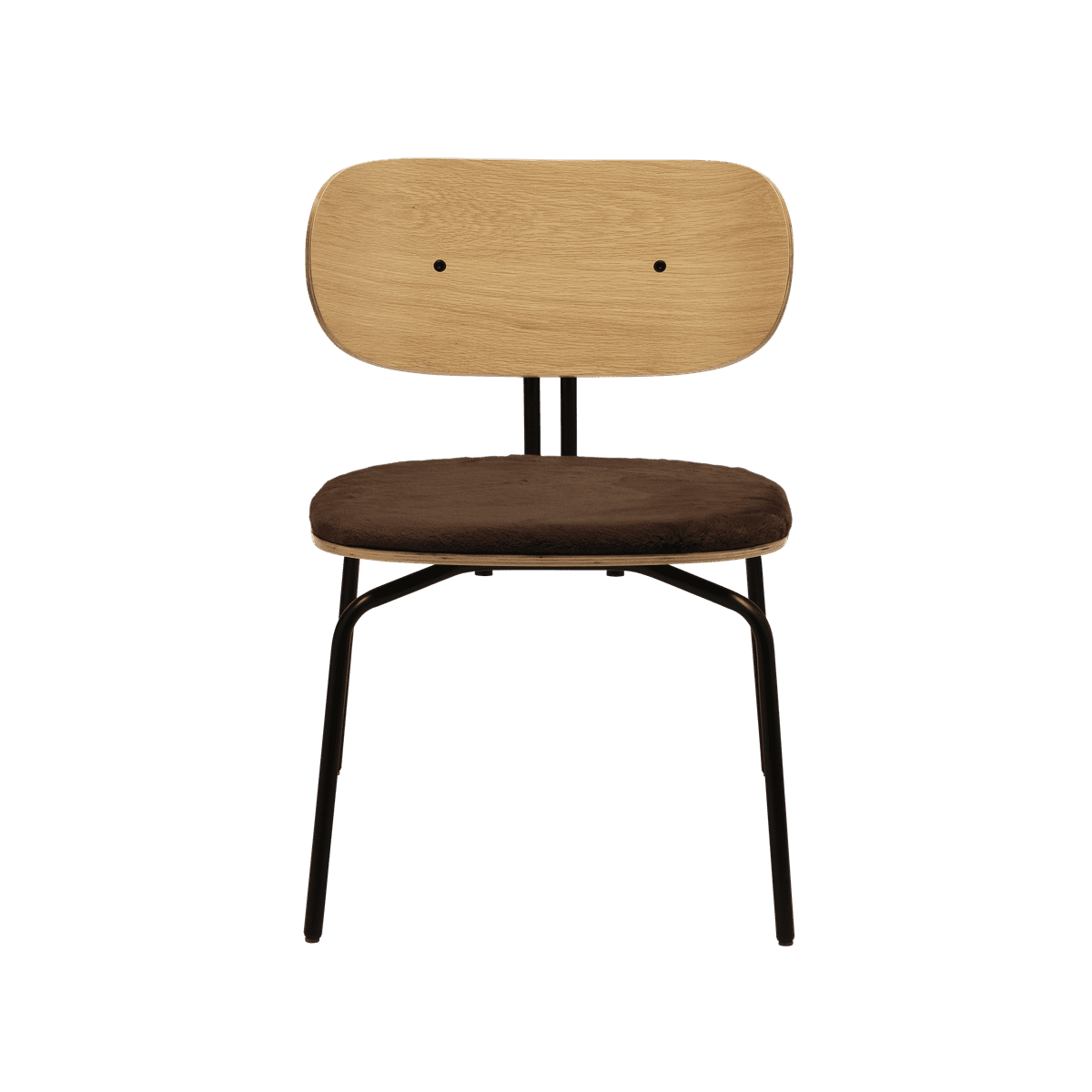 Curious armchair brown plush with a black base