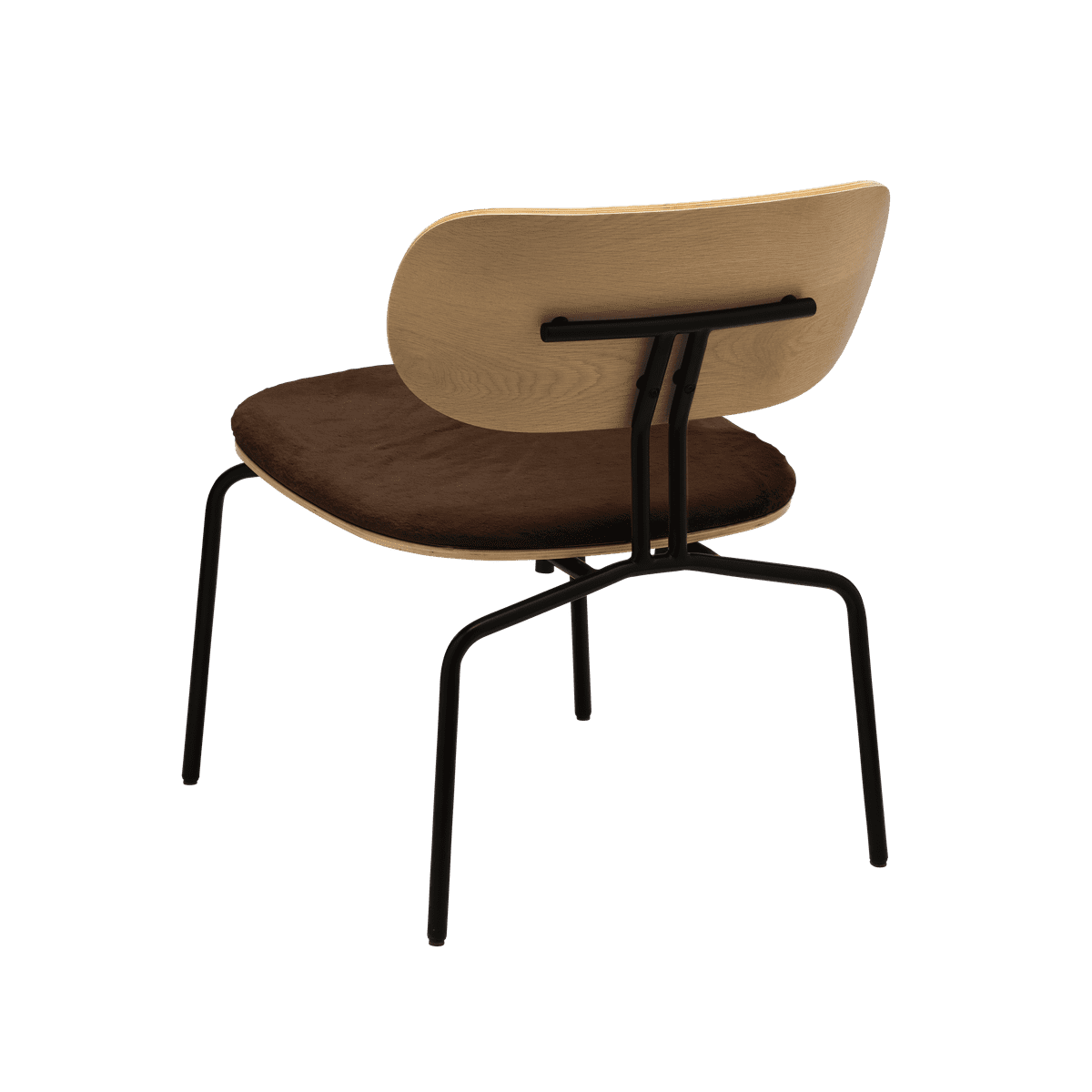 Curious armchair brown plush with a black base