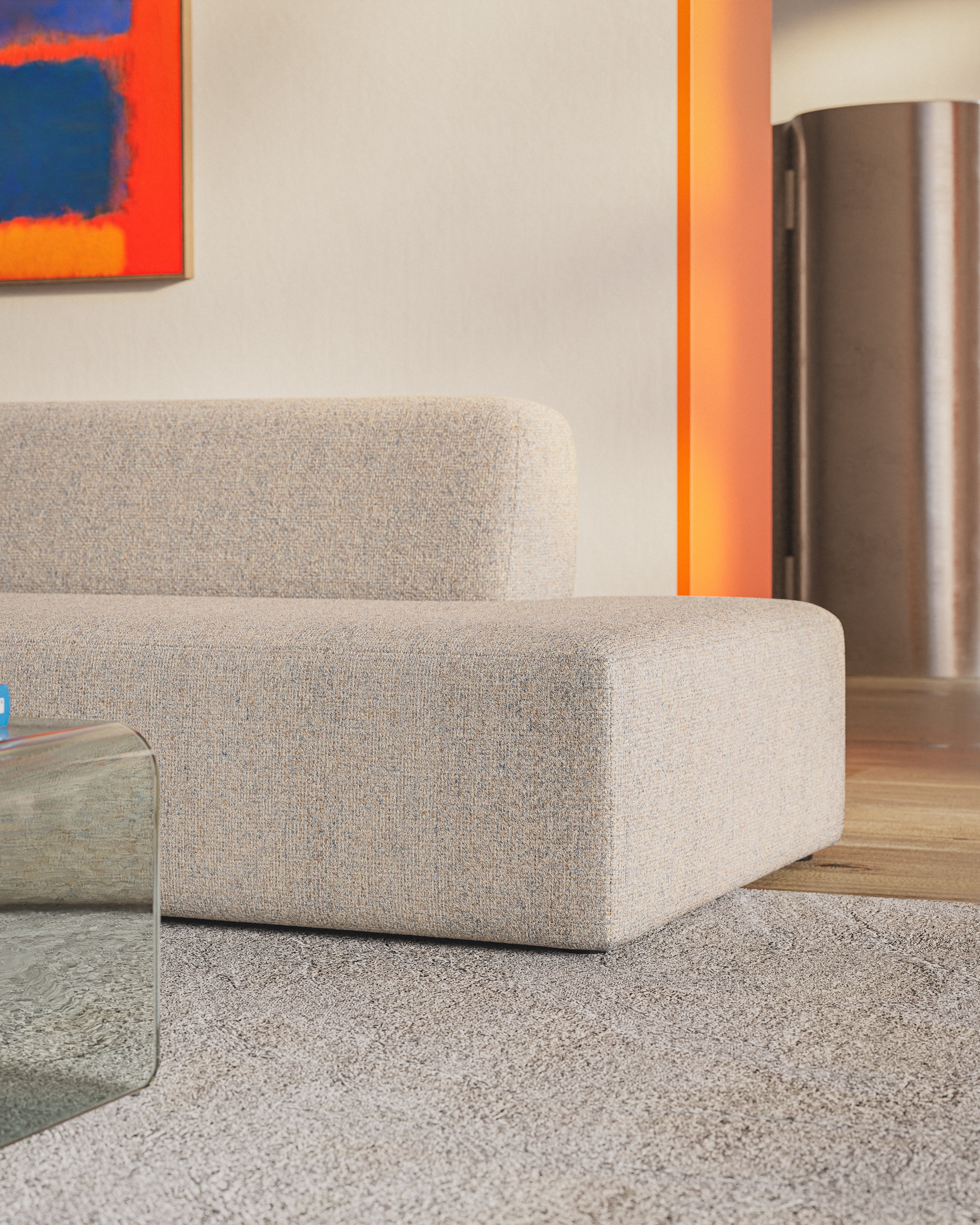 Offene rechteckige modulare Eckcouch UMI beige [Amelia]
