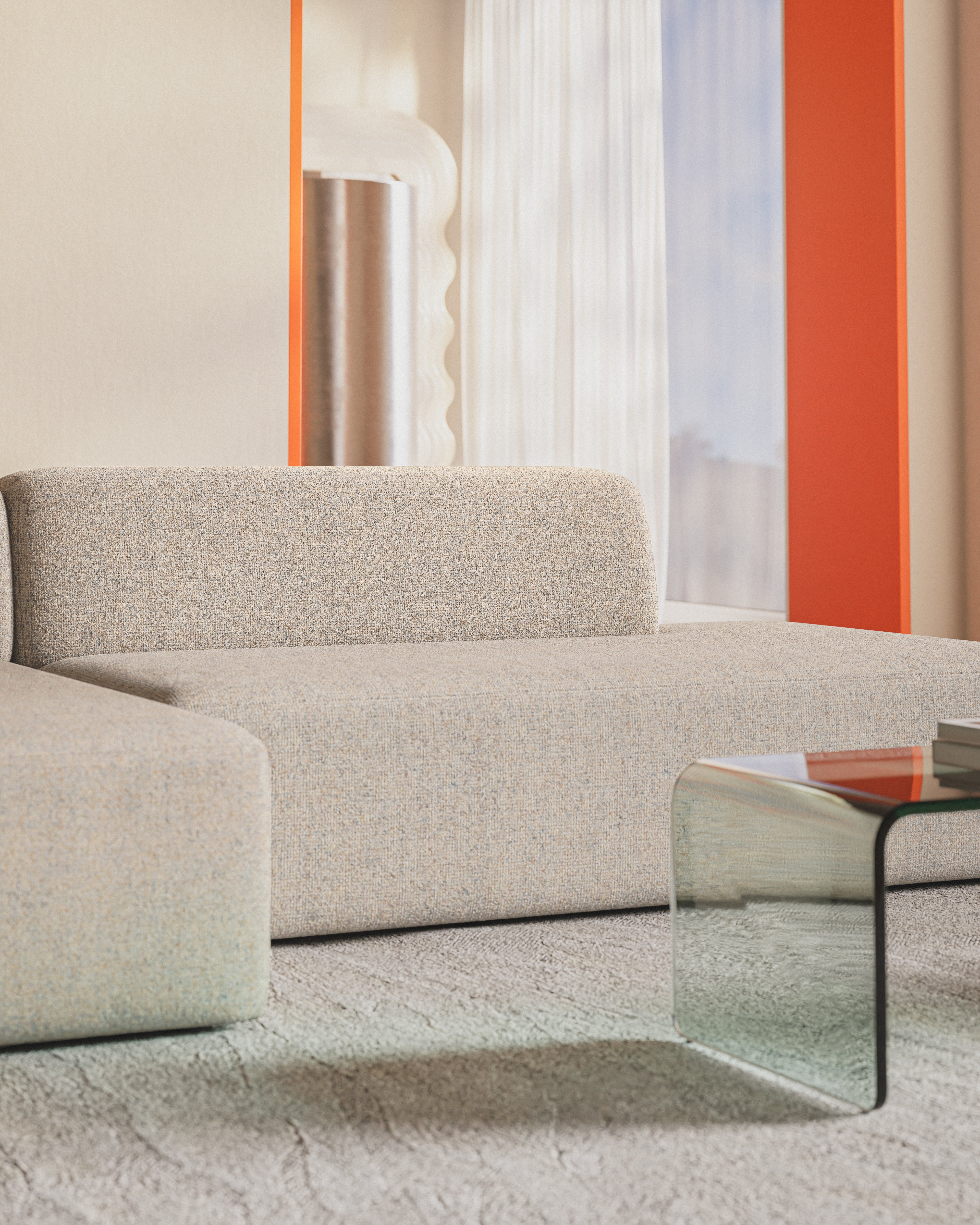 Offene rechteckige modulare Eckcouch UMI beige [Amelia]