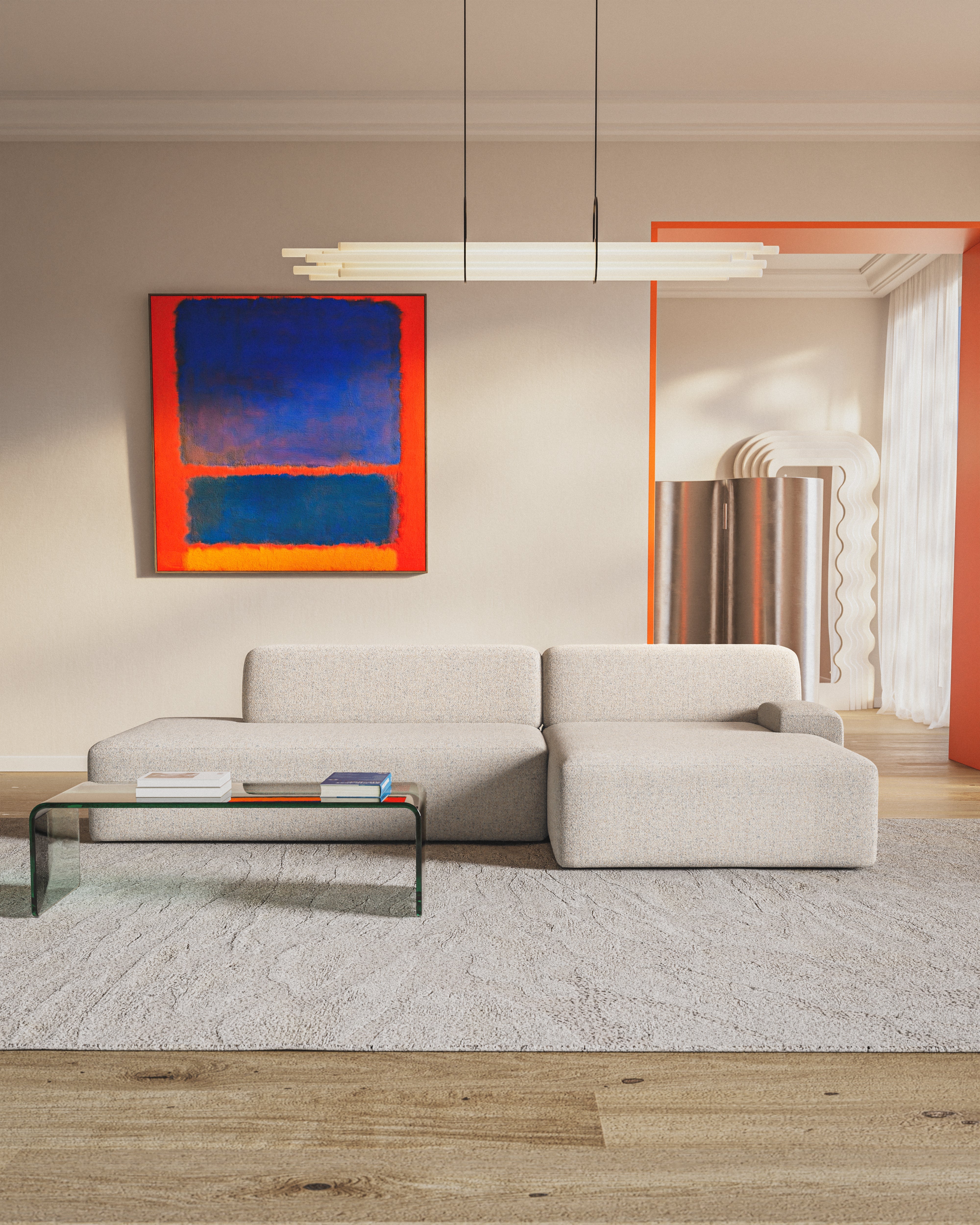 Offene rechteckige modulare Eckcouch UMI beige [Amelia]