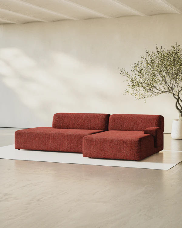 Sofa modułowa UMI - moduł otwarty prawostronny kasztanowy czerwony