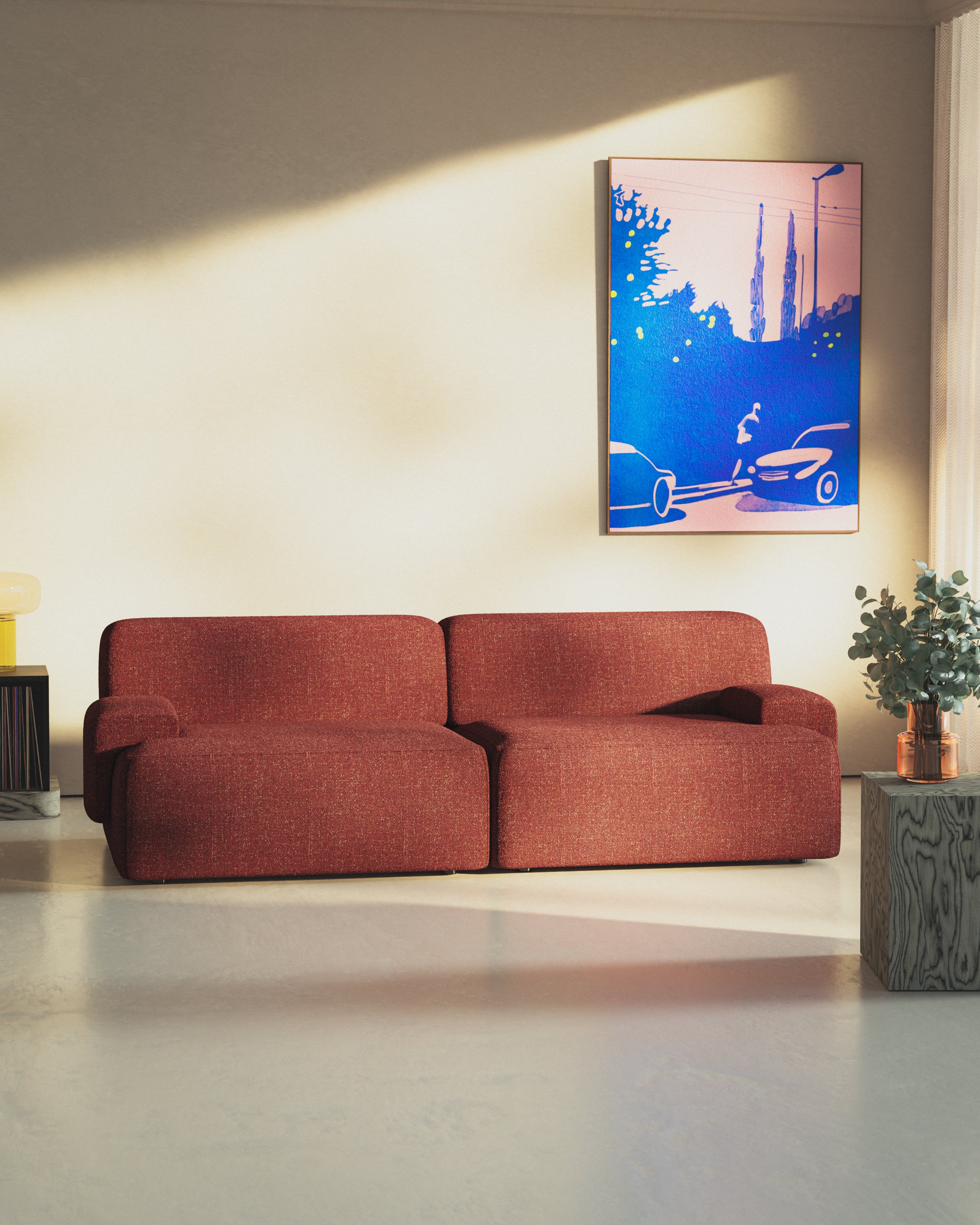 Modularsofa für 2 Personen in kastanienrot [Amelia]