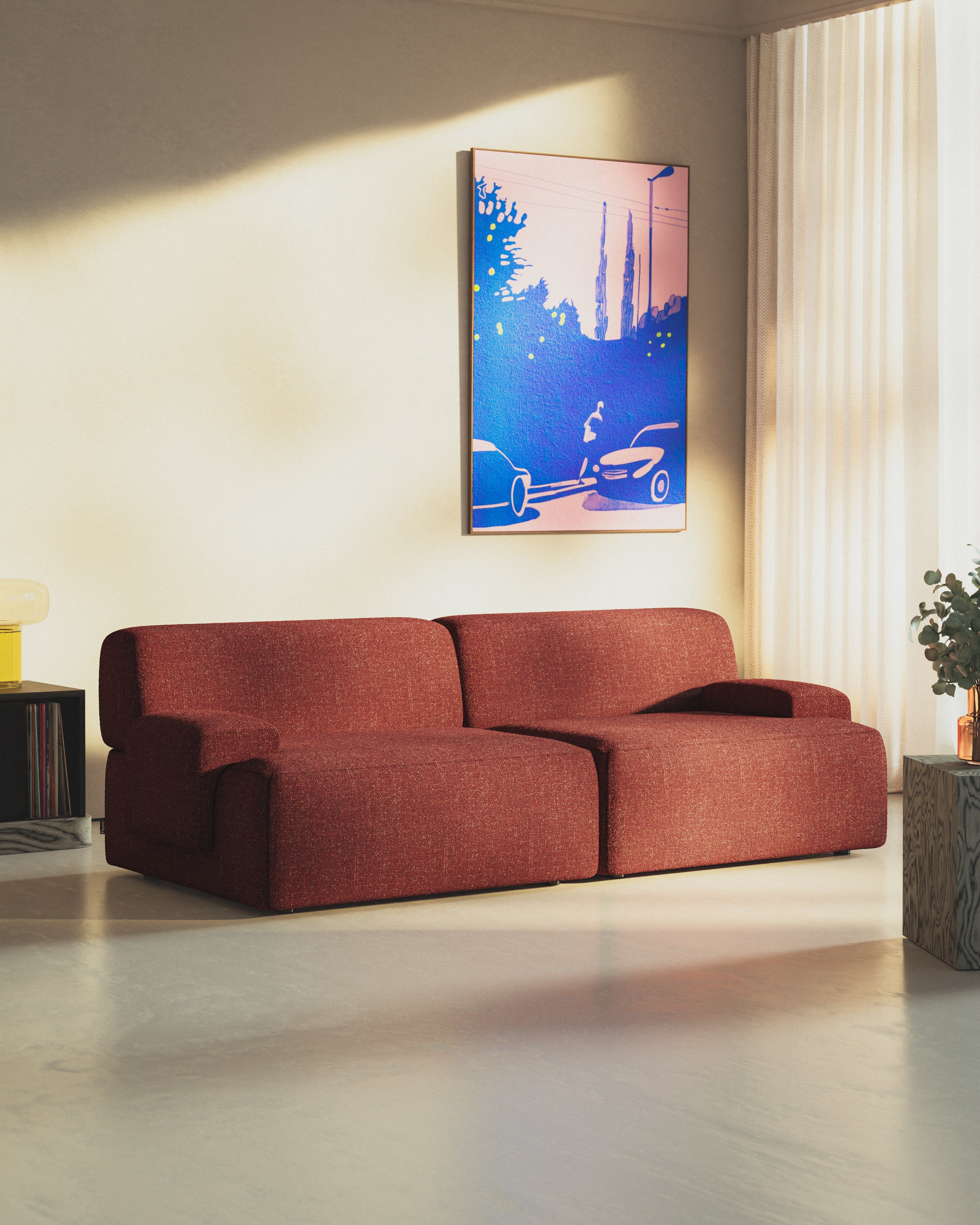 Modularsofa für 2 Personen in kastanienrot [Amelia]